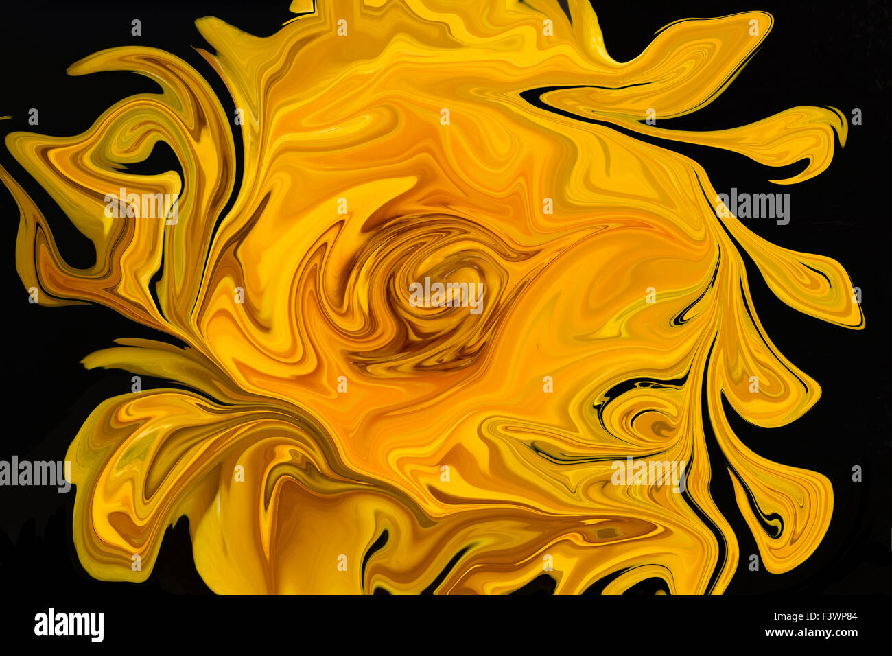 Abstract image, in hues of yellow on a black background Stock Photo