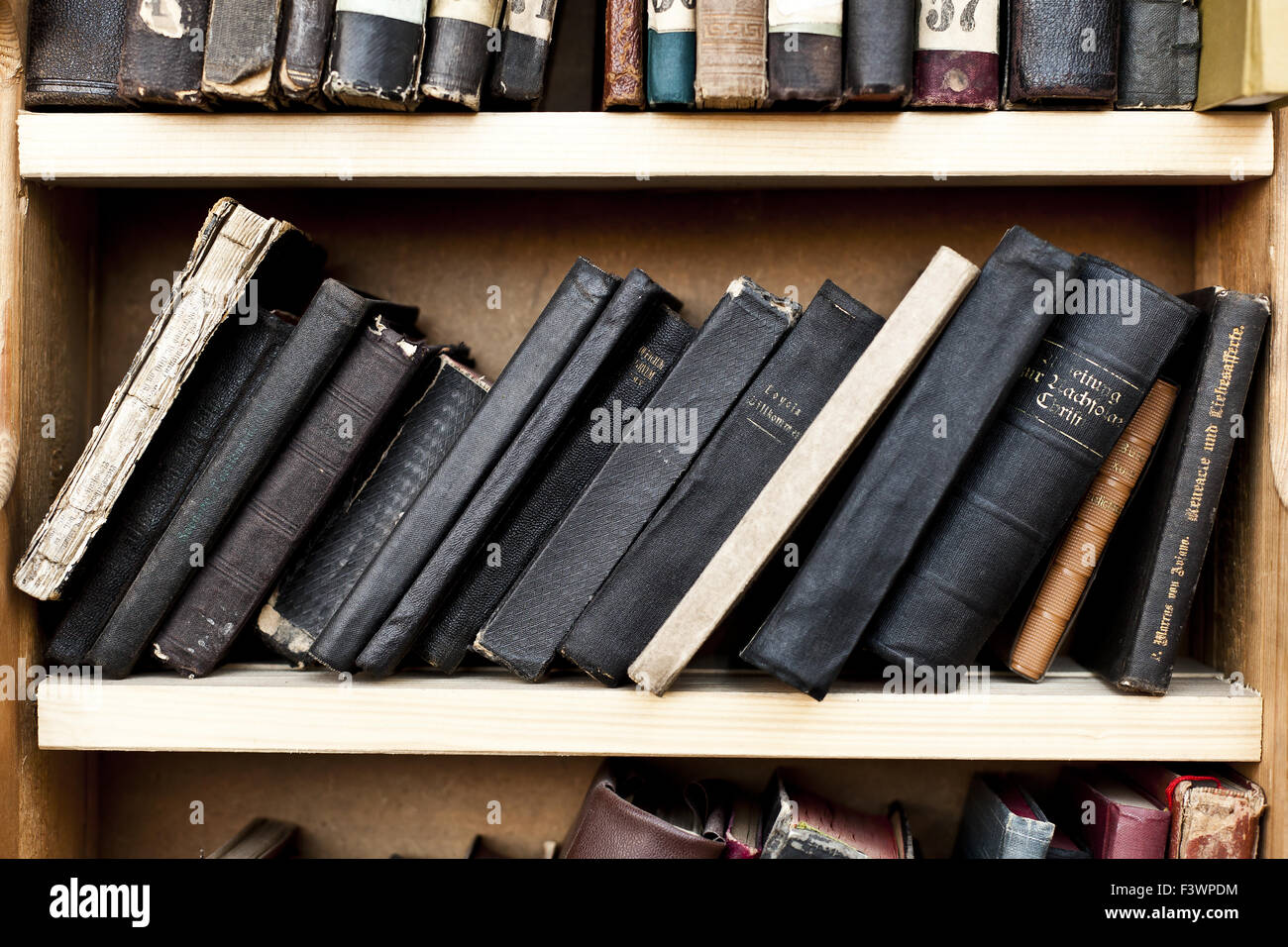 old books on bookshelf Stock Photo