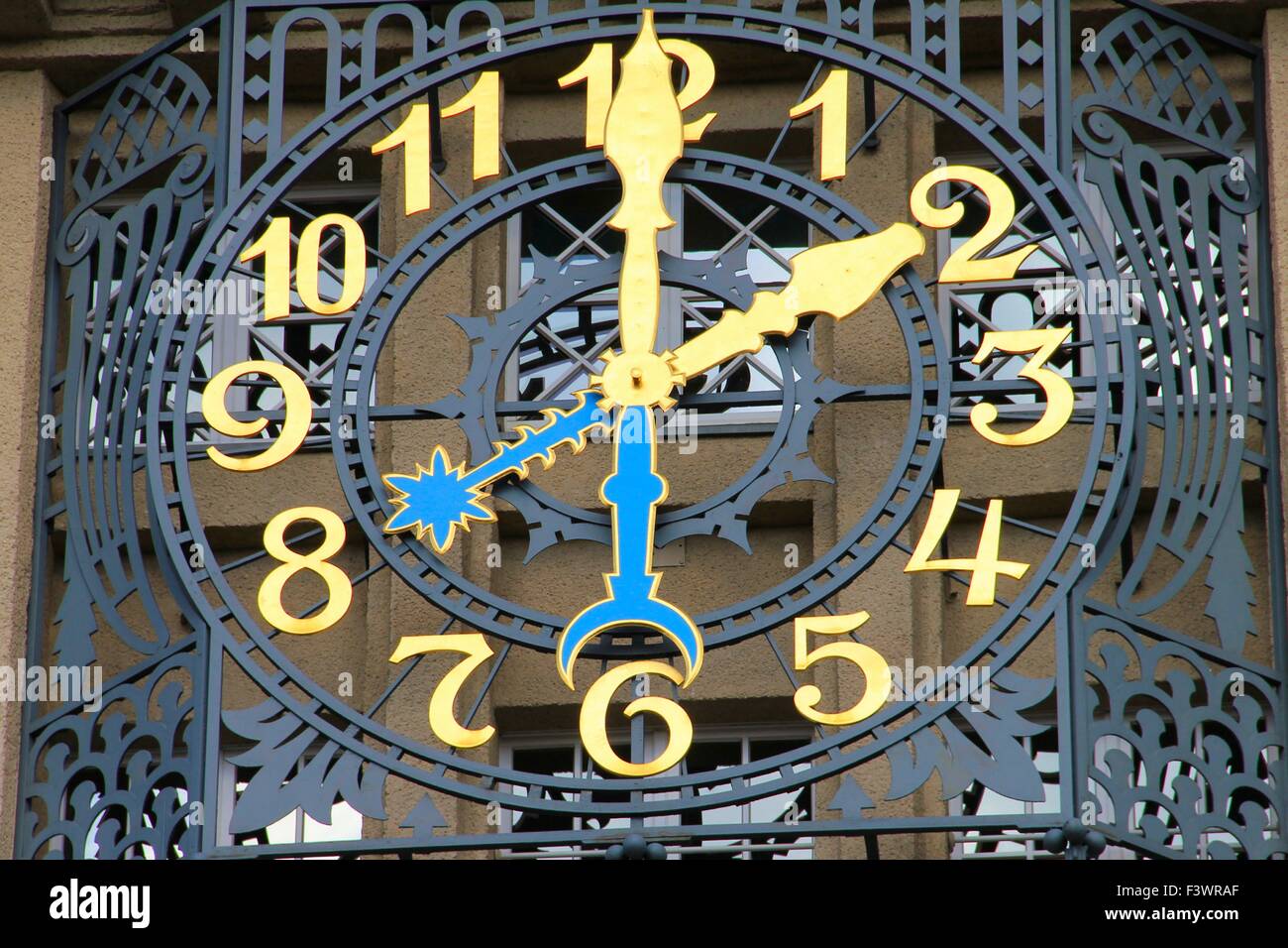 clock by german library in leipzig Stock Photo