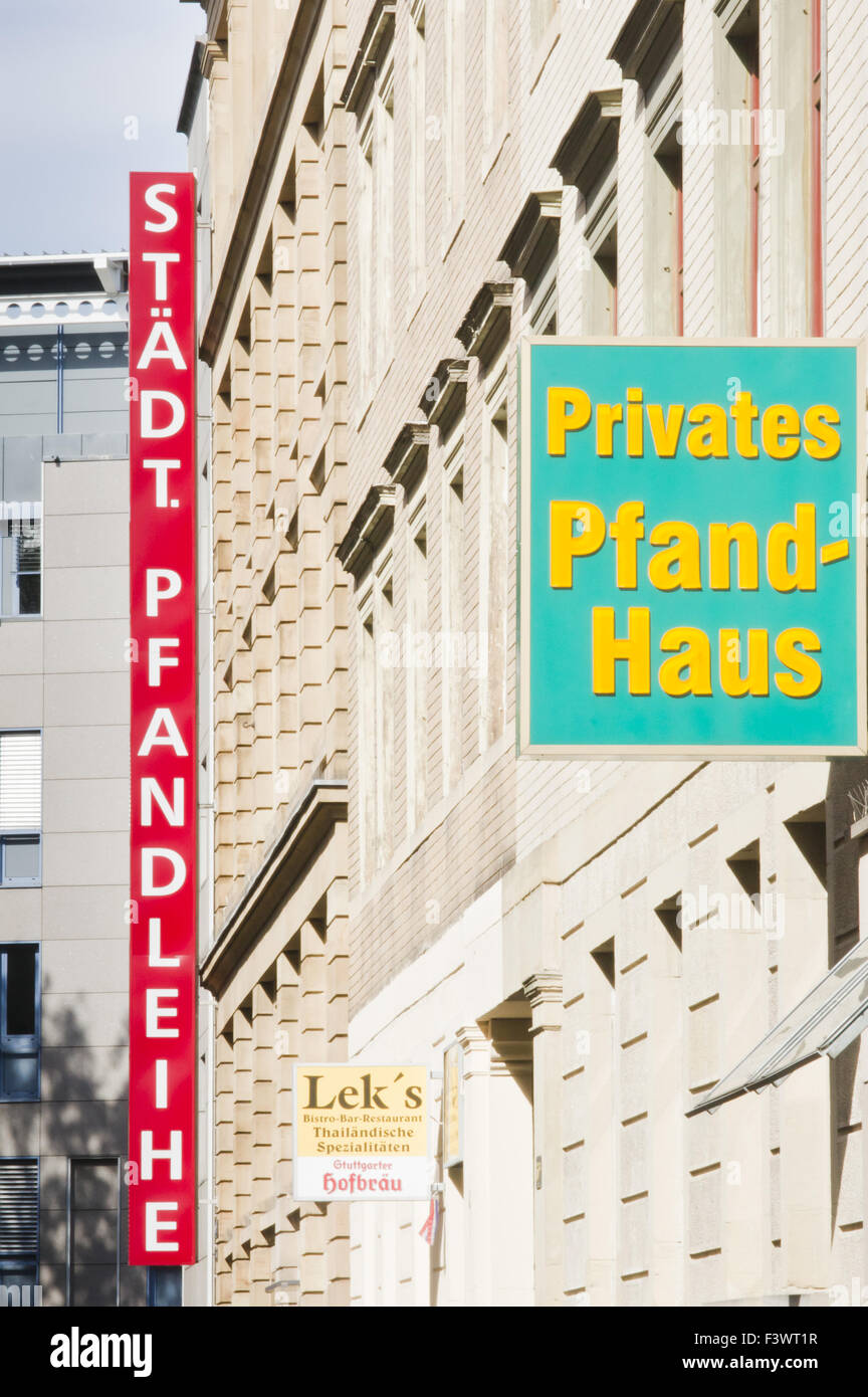 municipal vs private pawnbroking Stock Photo