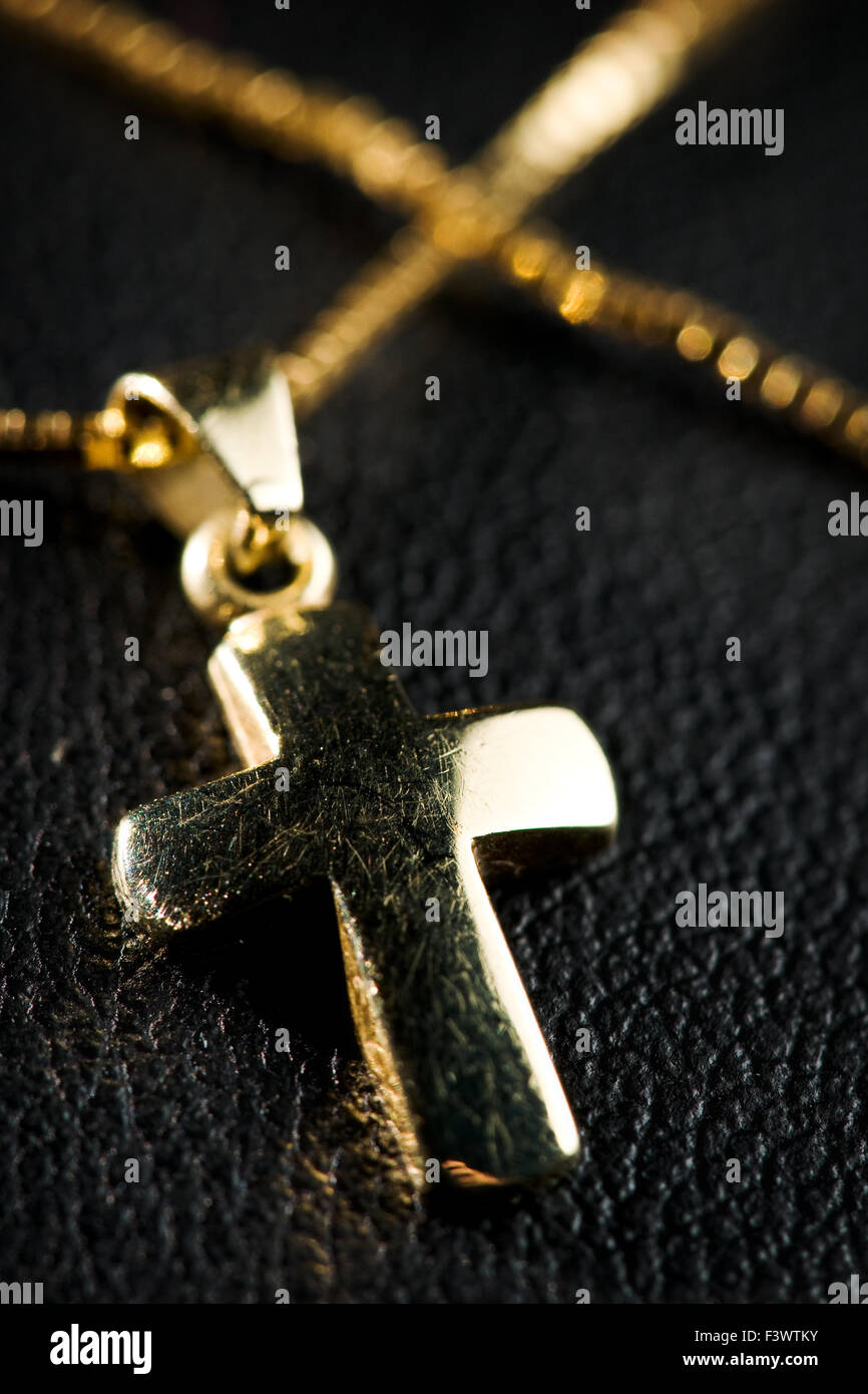 golden jewelry cross Stock Photo