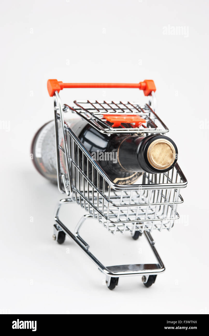bottle of Wine in shopping cart Stock Photo Alamy