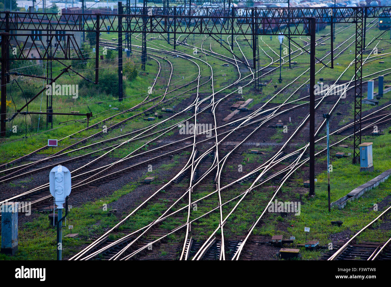 Aerial view of a railroad track junction Stock Photo Alamy