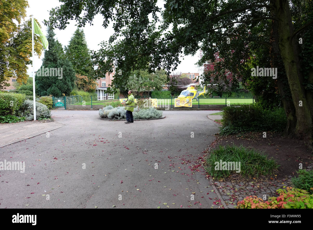 Air ambulance lands in loughborough after a person was taken ill at the
