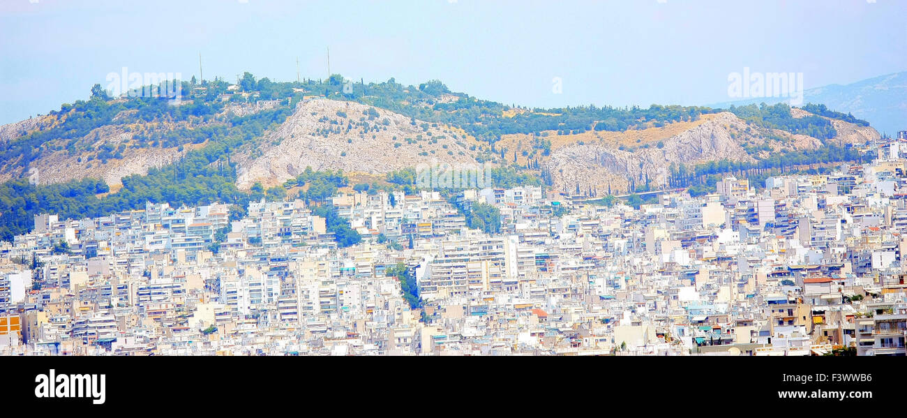 Panoramic view of Athens from Acropolis Stock Photo