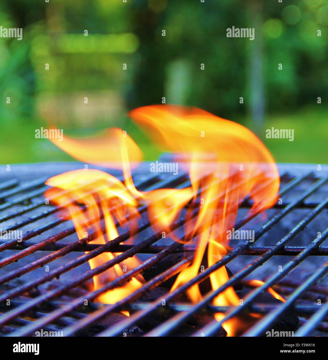 Grill fire Stock Photo