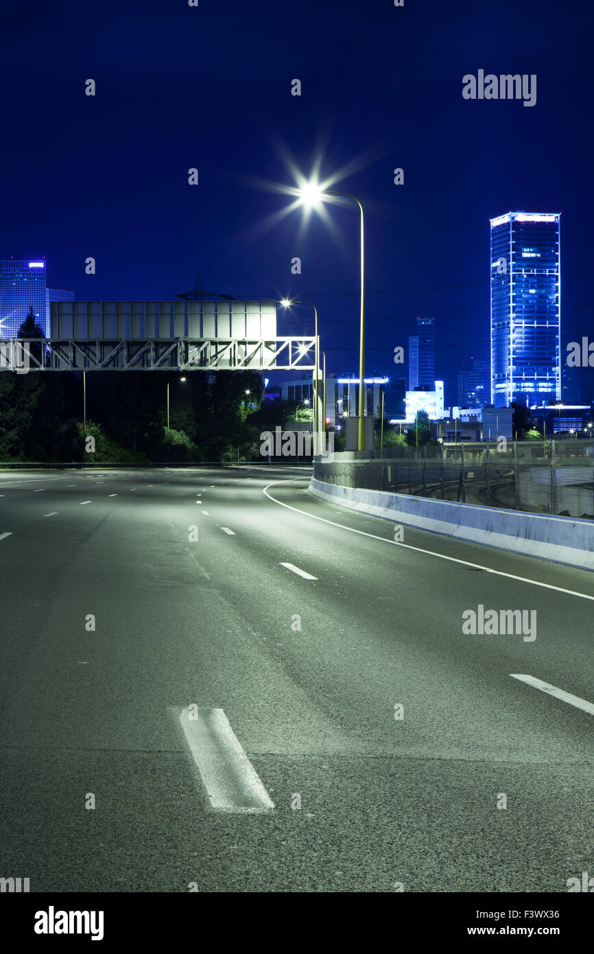 Empty freeway at night Stock Photo - Alamy