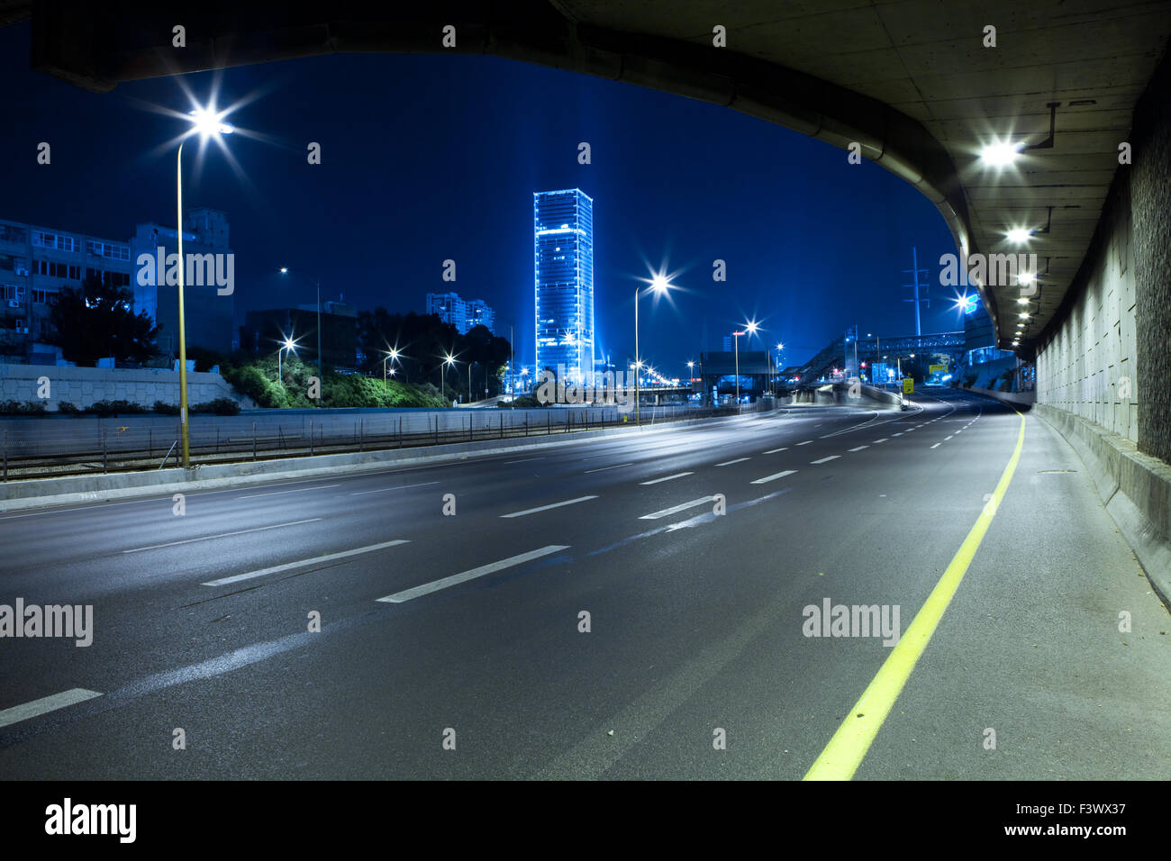 Empty freeway at night Stock Photo - Alamy