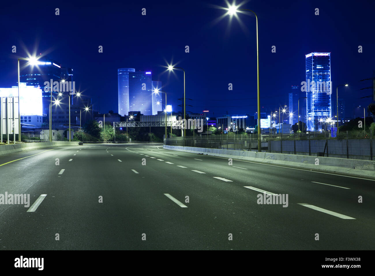 Empty freeway at night Stock Photo - Alamy
