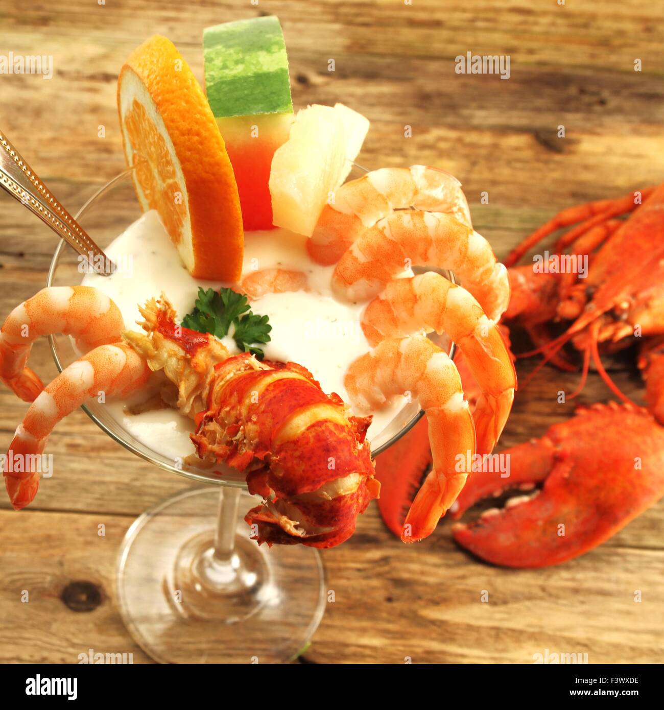 Shrimp cocktail with lobster Stock Photo - Alamy