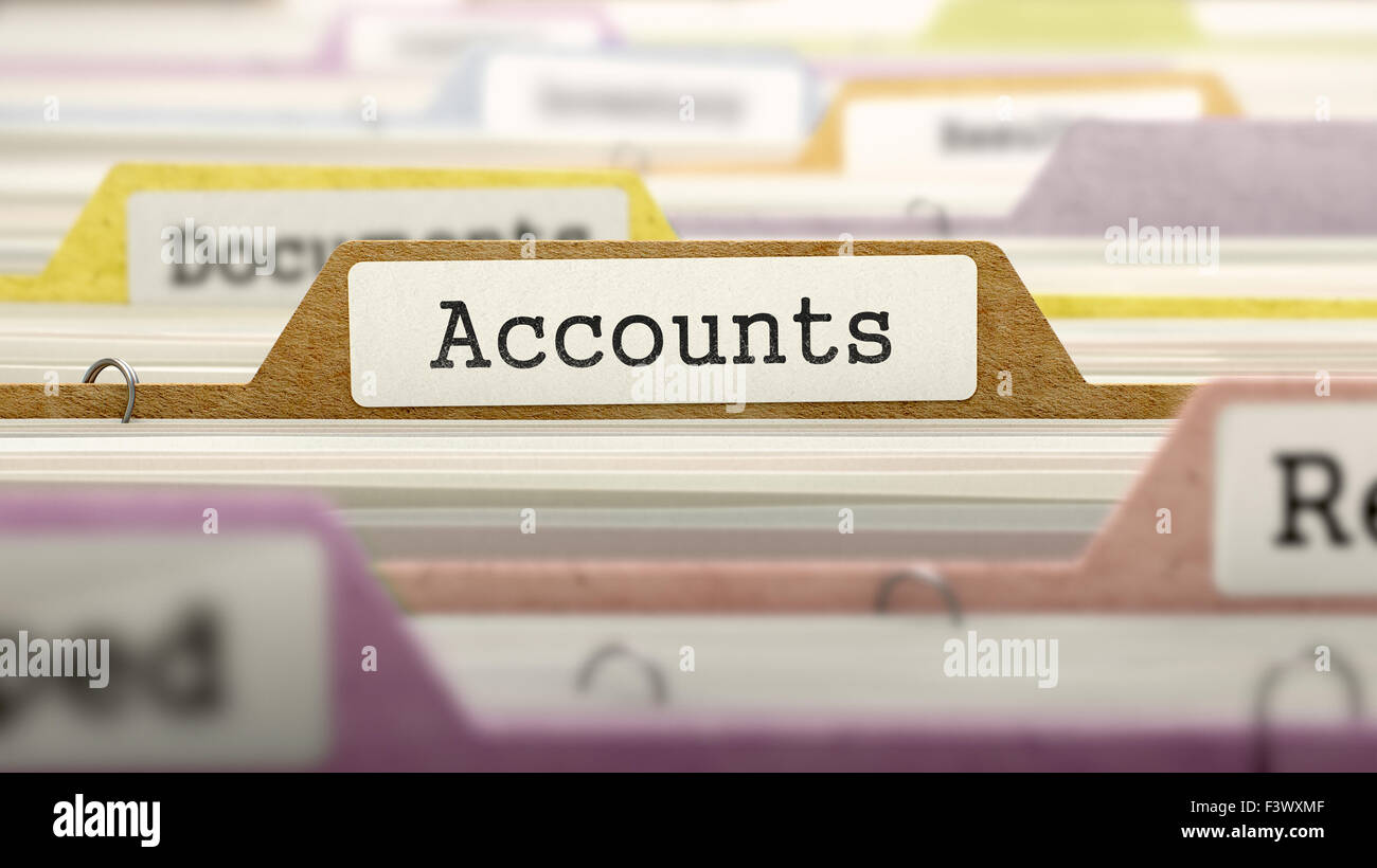 File Folder Labeled as Accounts. Stock Photo