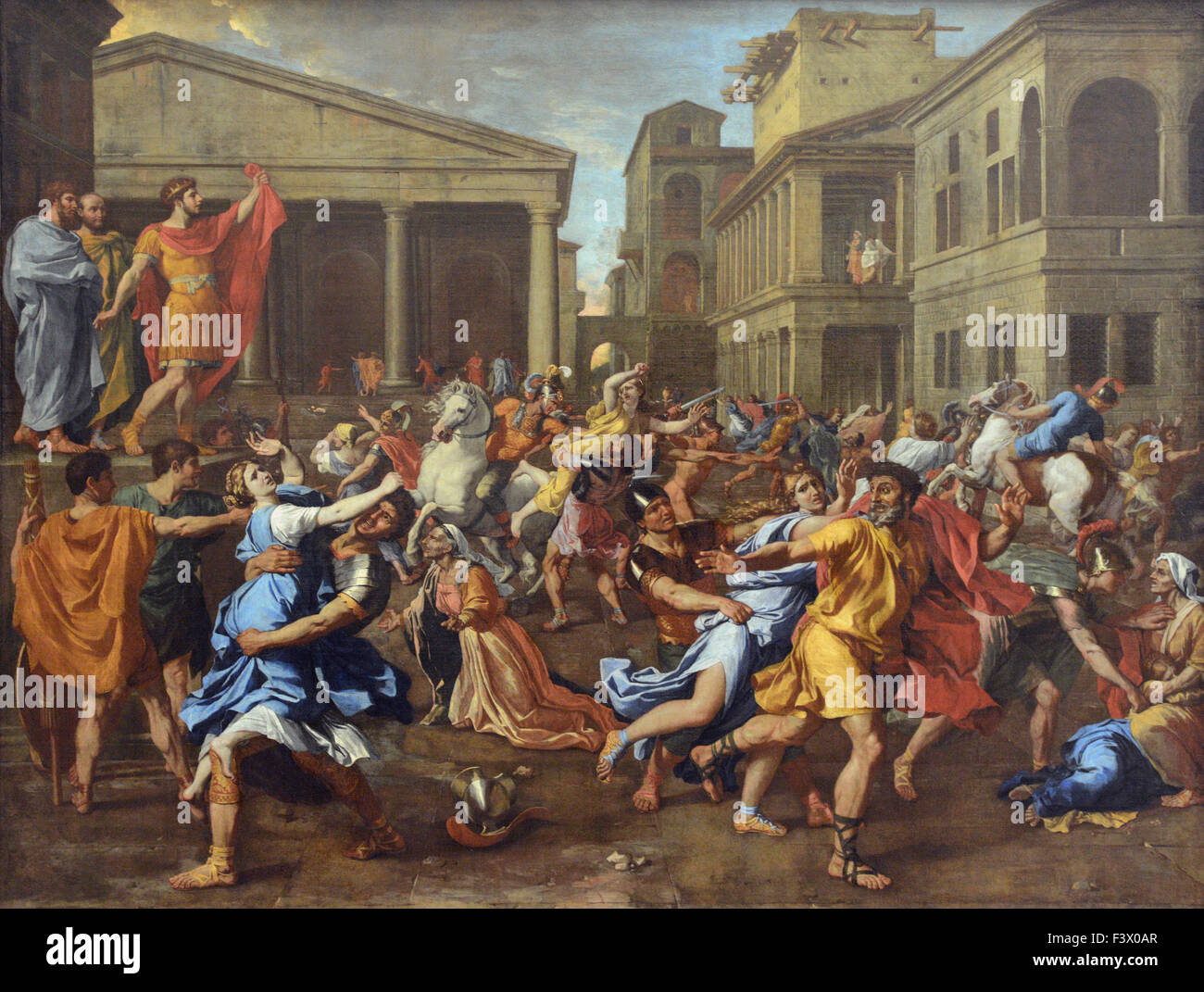 Nicolas Poussin L'Enlevement des Sabines Louvre Museum Paris Stock