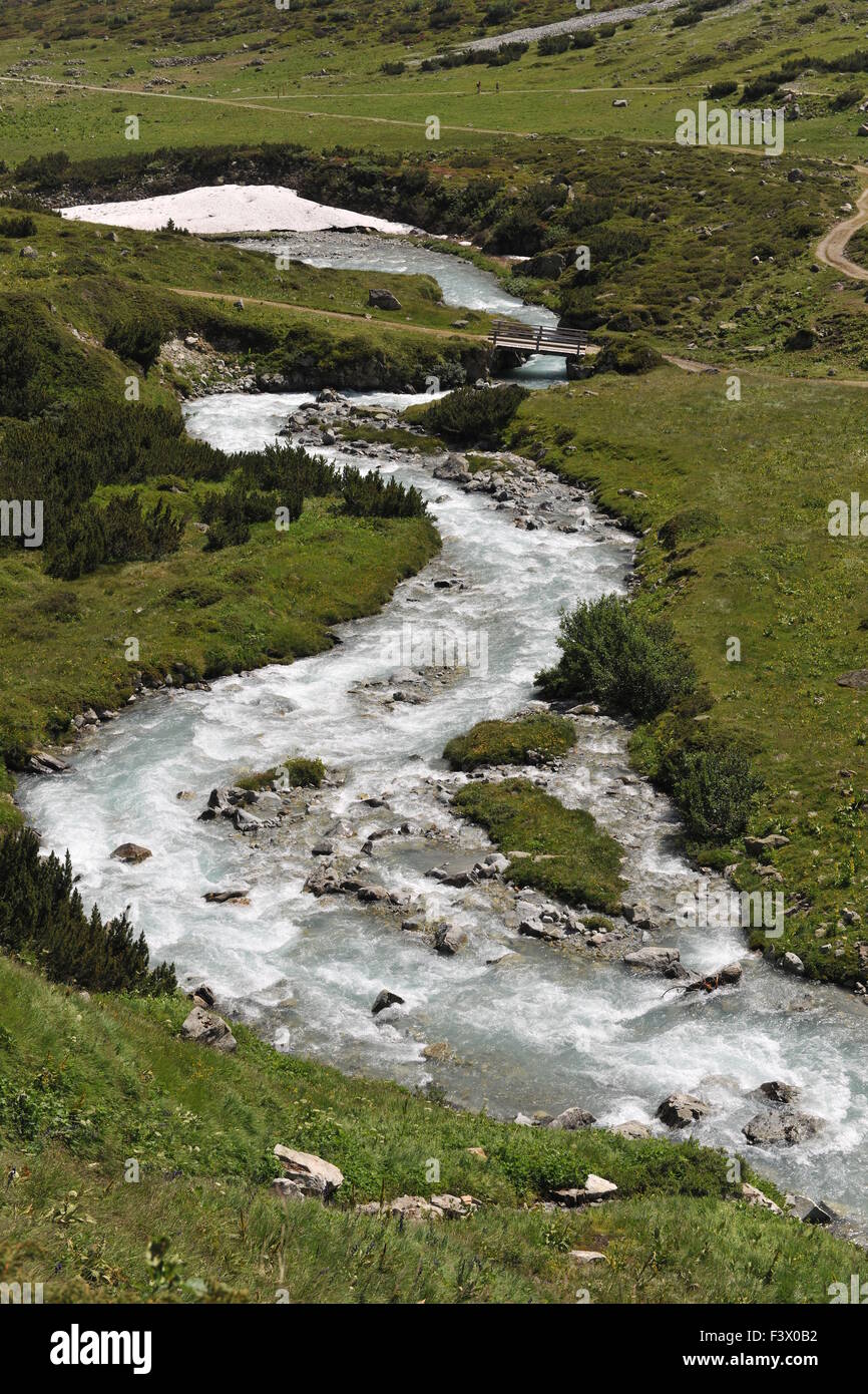 river in Swiss mountains Stock Photo