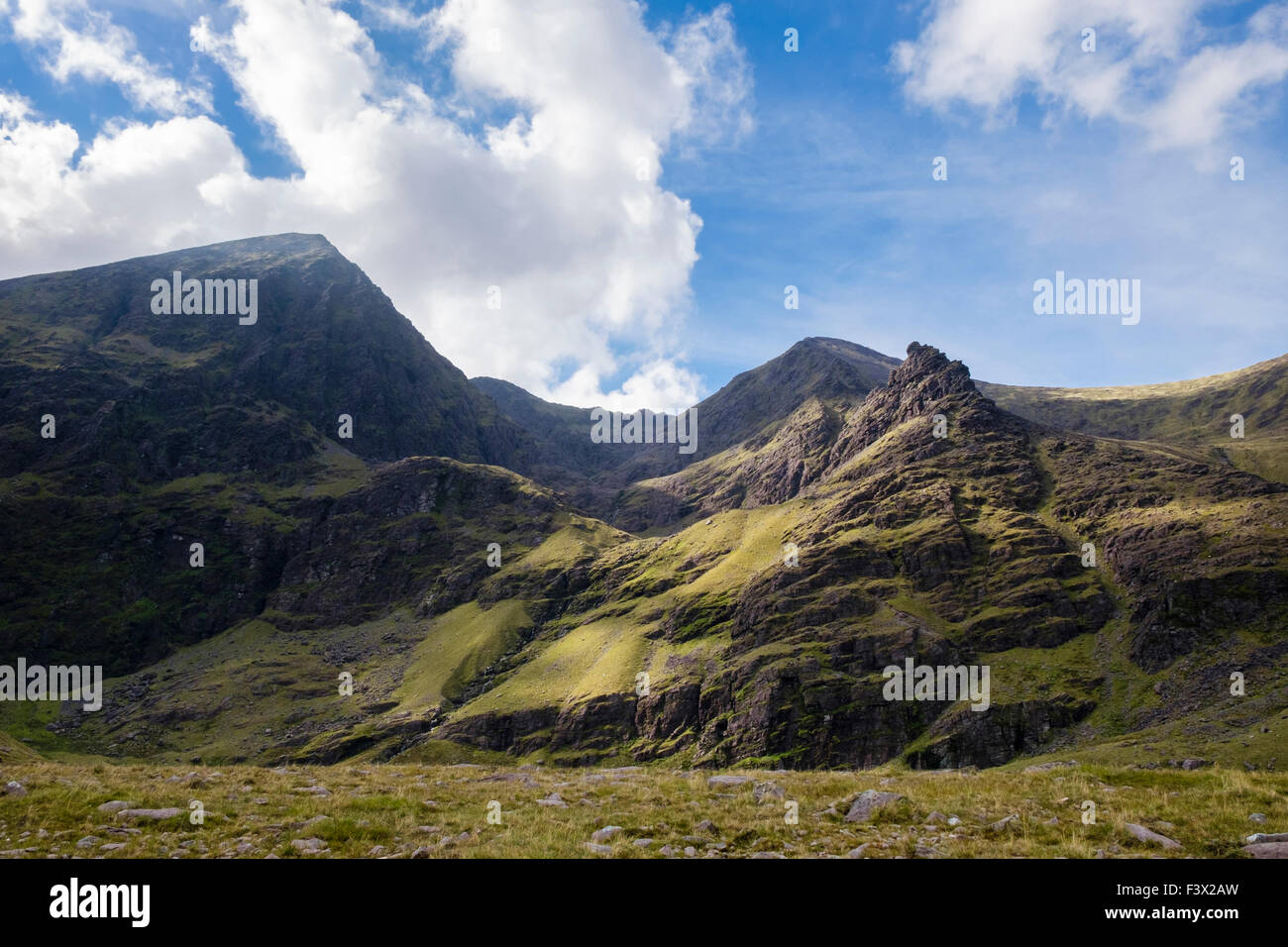 View to Coomcallee glen between Carrauntoohil and Beenkeragh from Hags ...