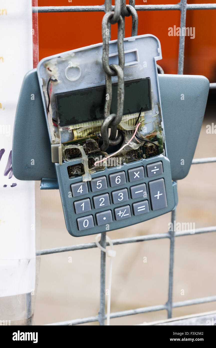 smashed calculator Stock Photo