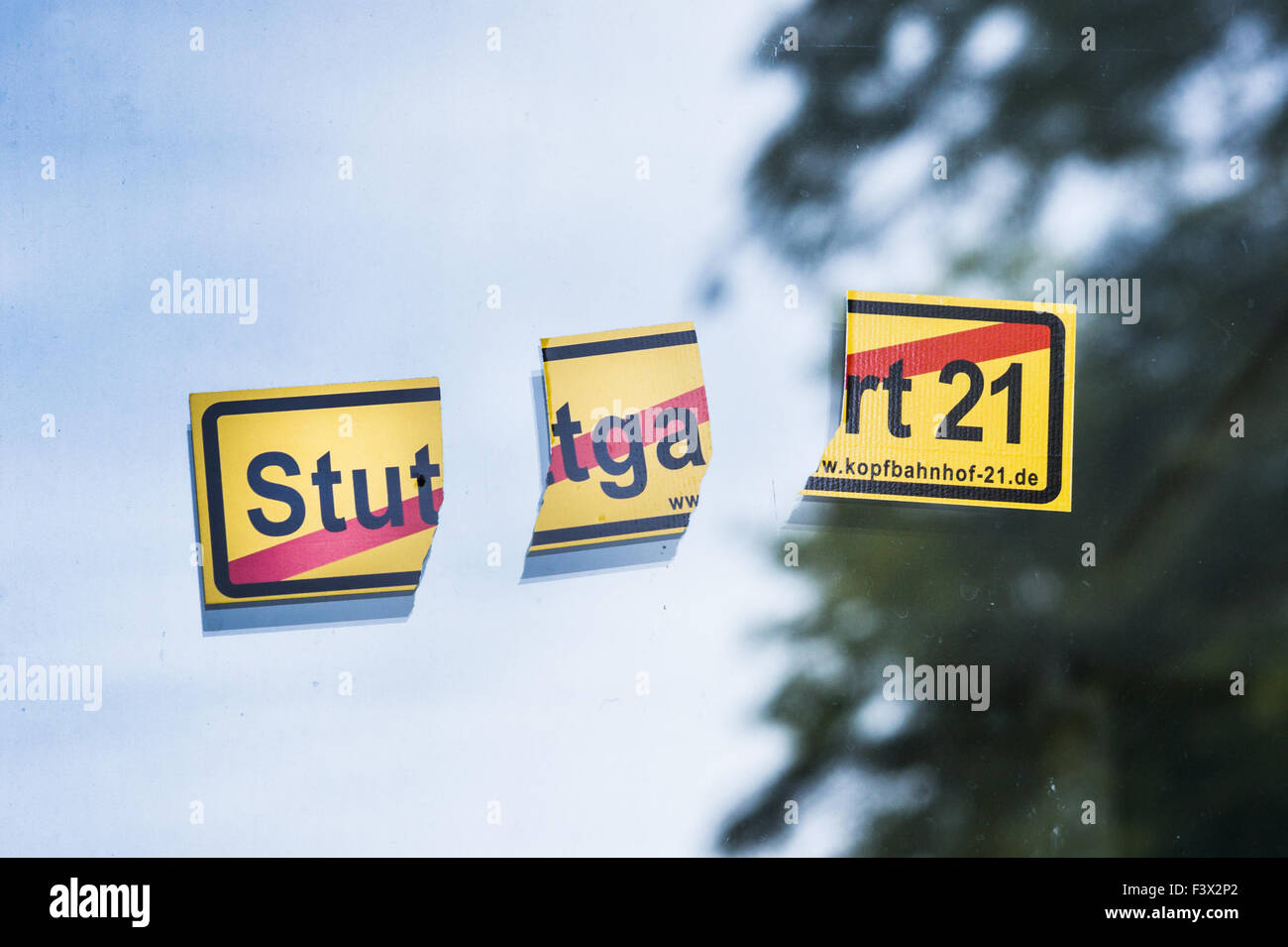 torn anti-stuttgart-21 sticker Stock Photo