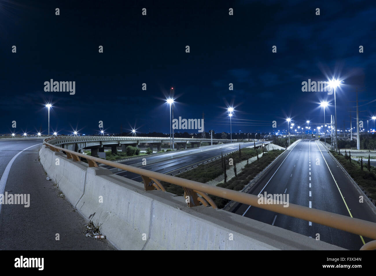 Empty freeway at night Stock Photo - Alamy