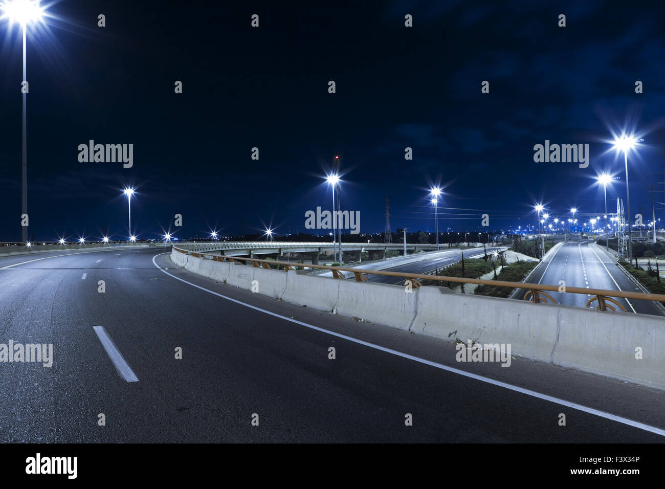 Empty freeway at night Stock Photo - Alamy