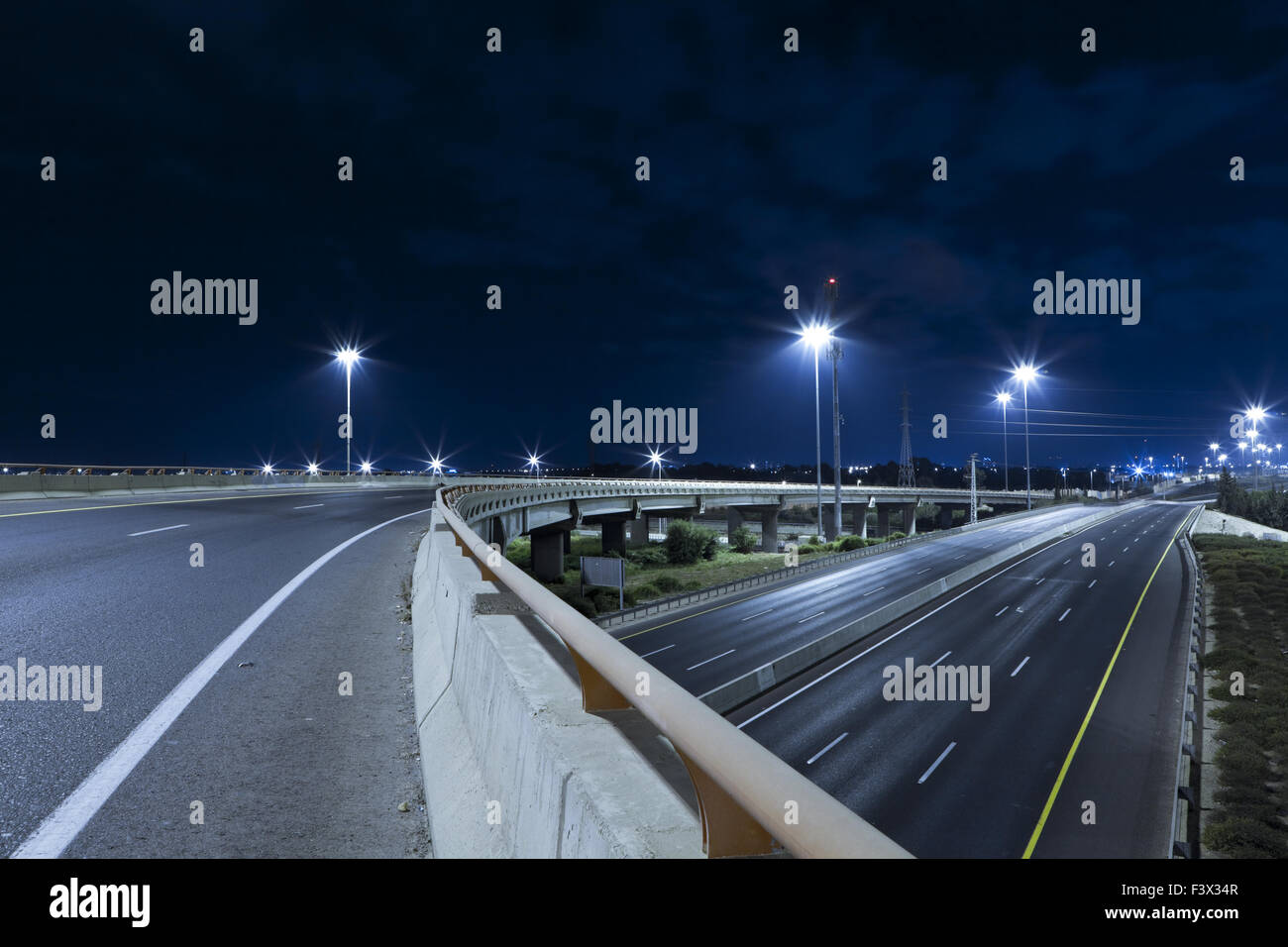 Empty freeway at night Stock Photo - Alamy