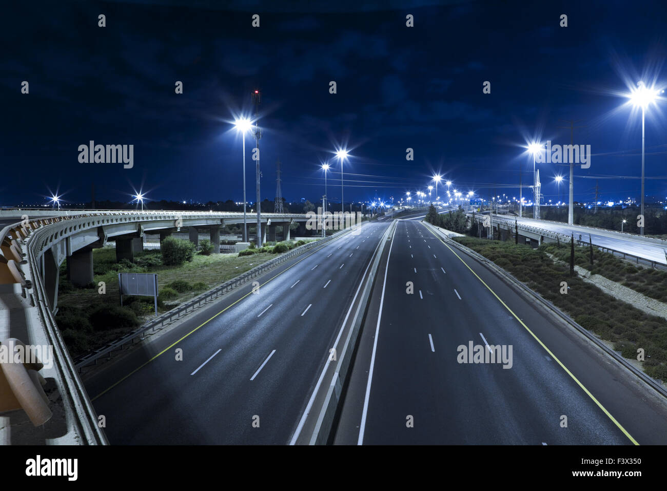 Empty freeway at night Stock Photo - Alamy