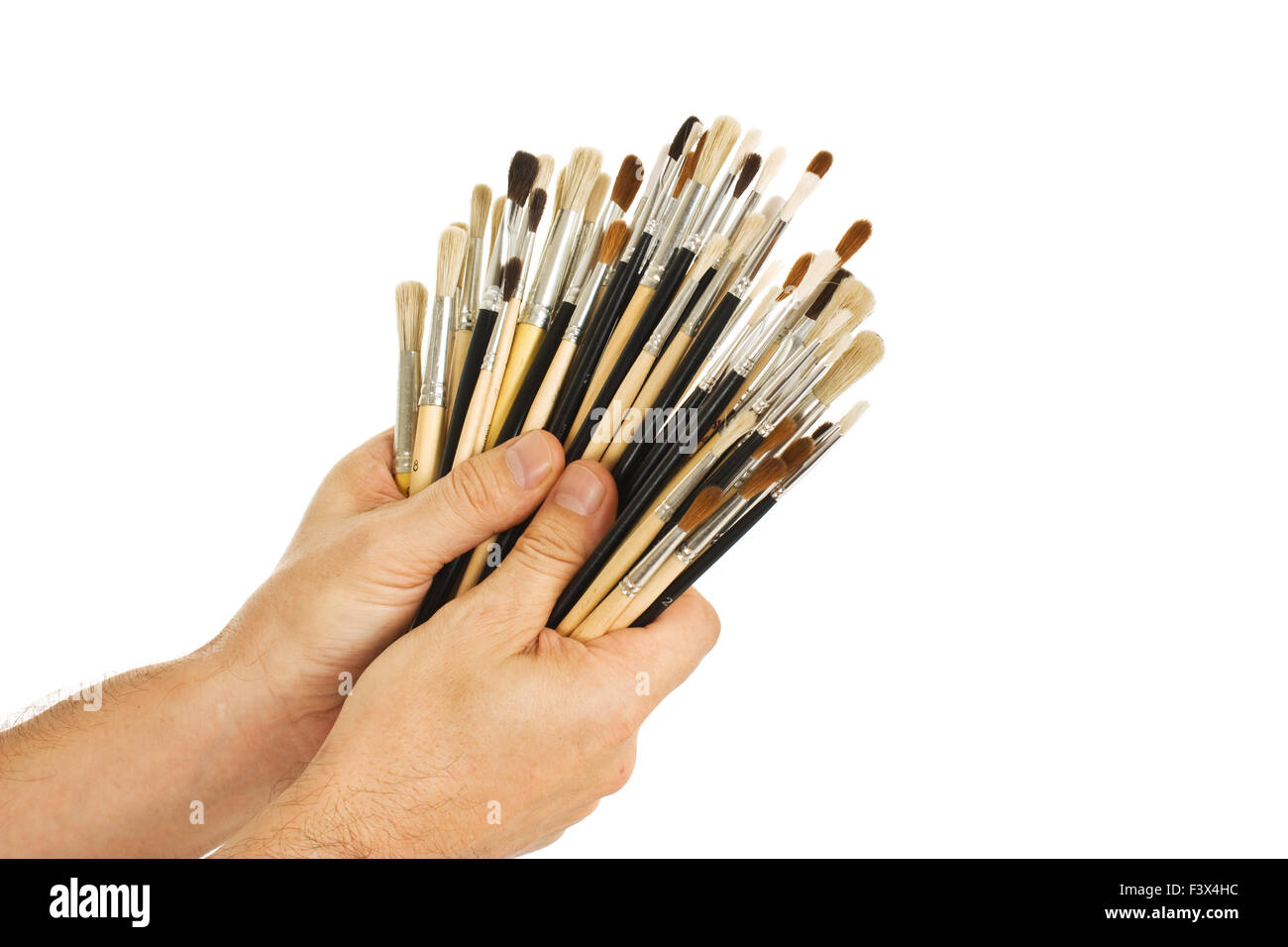 brush to draw in hand Stock Photo Alamy