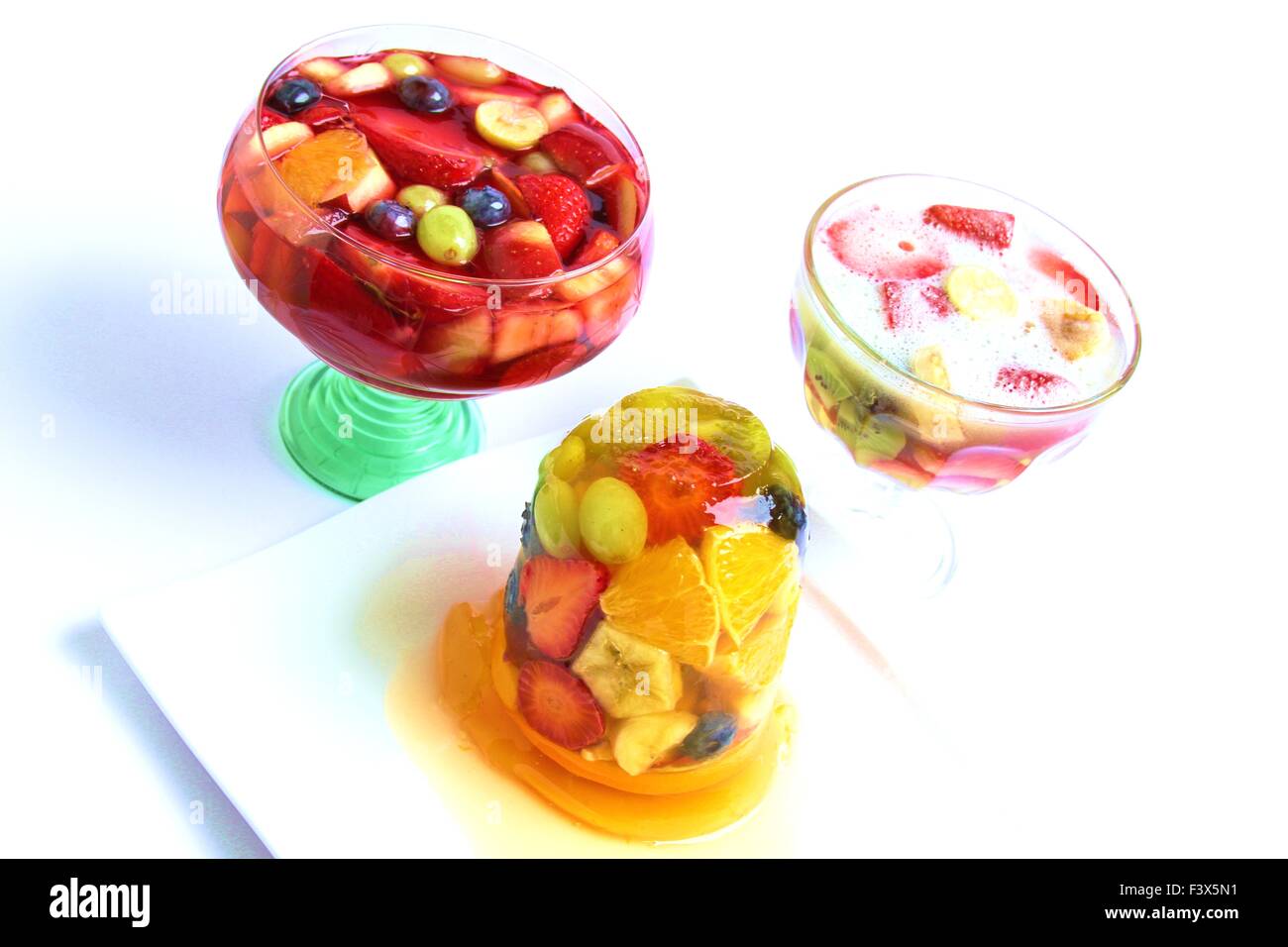 various fruits in jelly Stock Photo Alamy