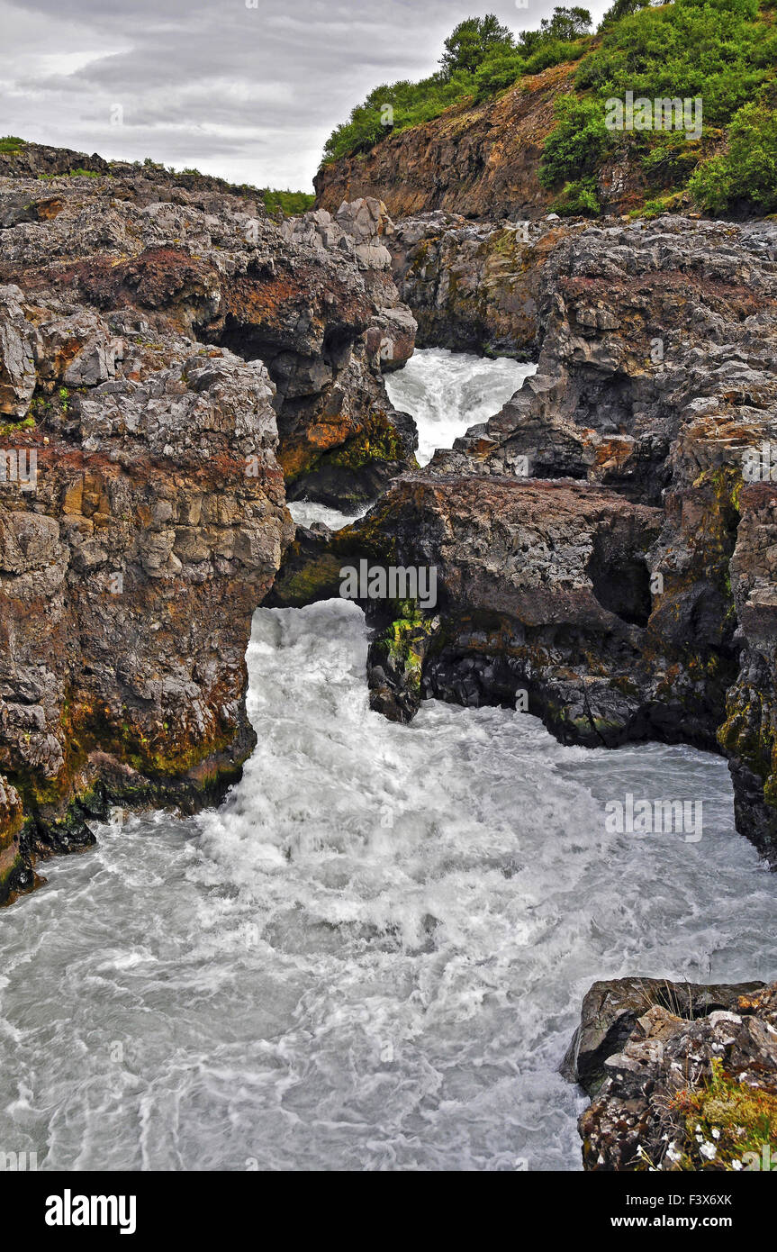 The waterfall Barnafoss Stock Photo