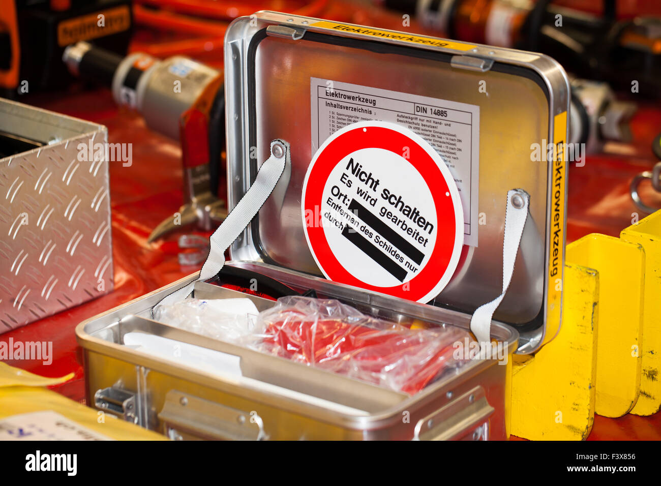 Fire Department Electric Tool Case Stock Photo