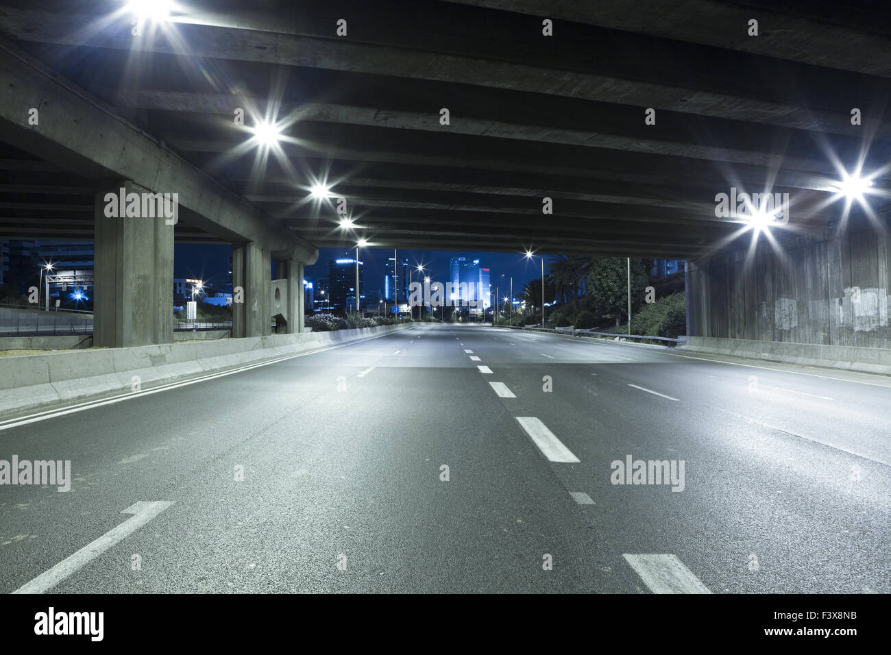 Empty freeway at night Stock Photo - Alamy
