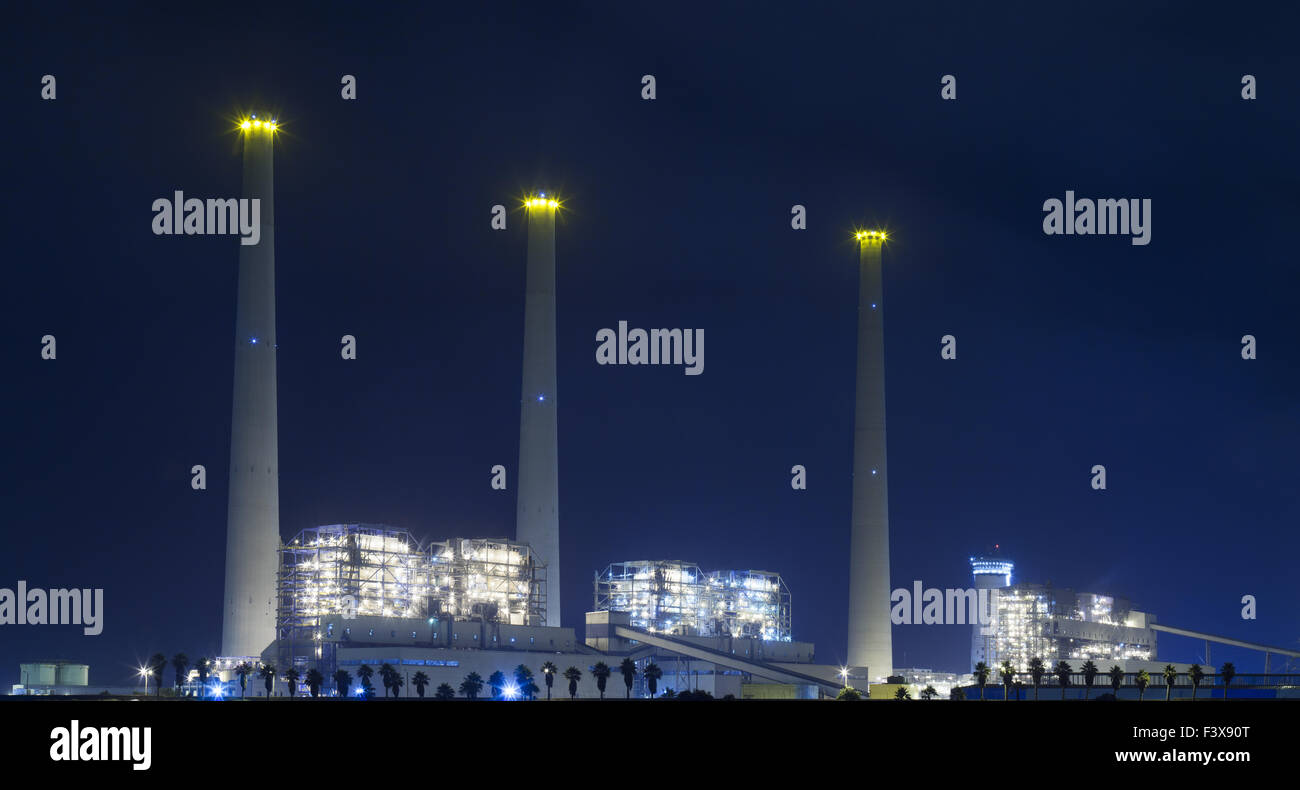Power plant at night Stock Photo - Alamy