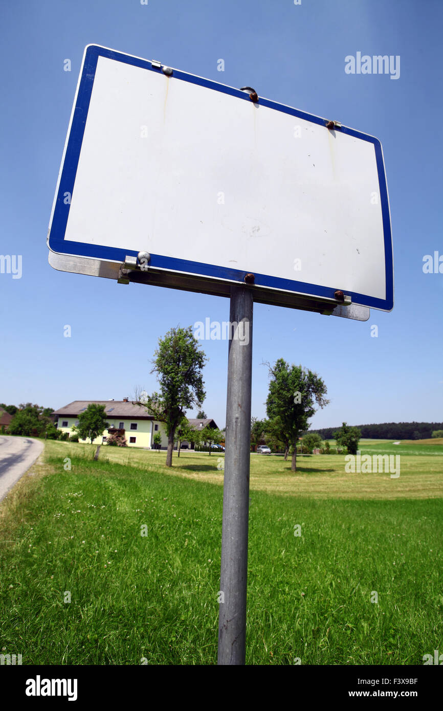 Color image of an empty white sign Stock Photo - Alamy