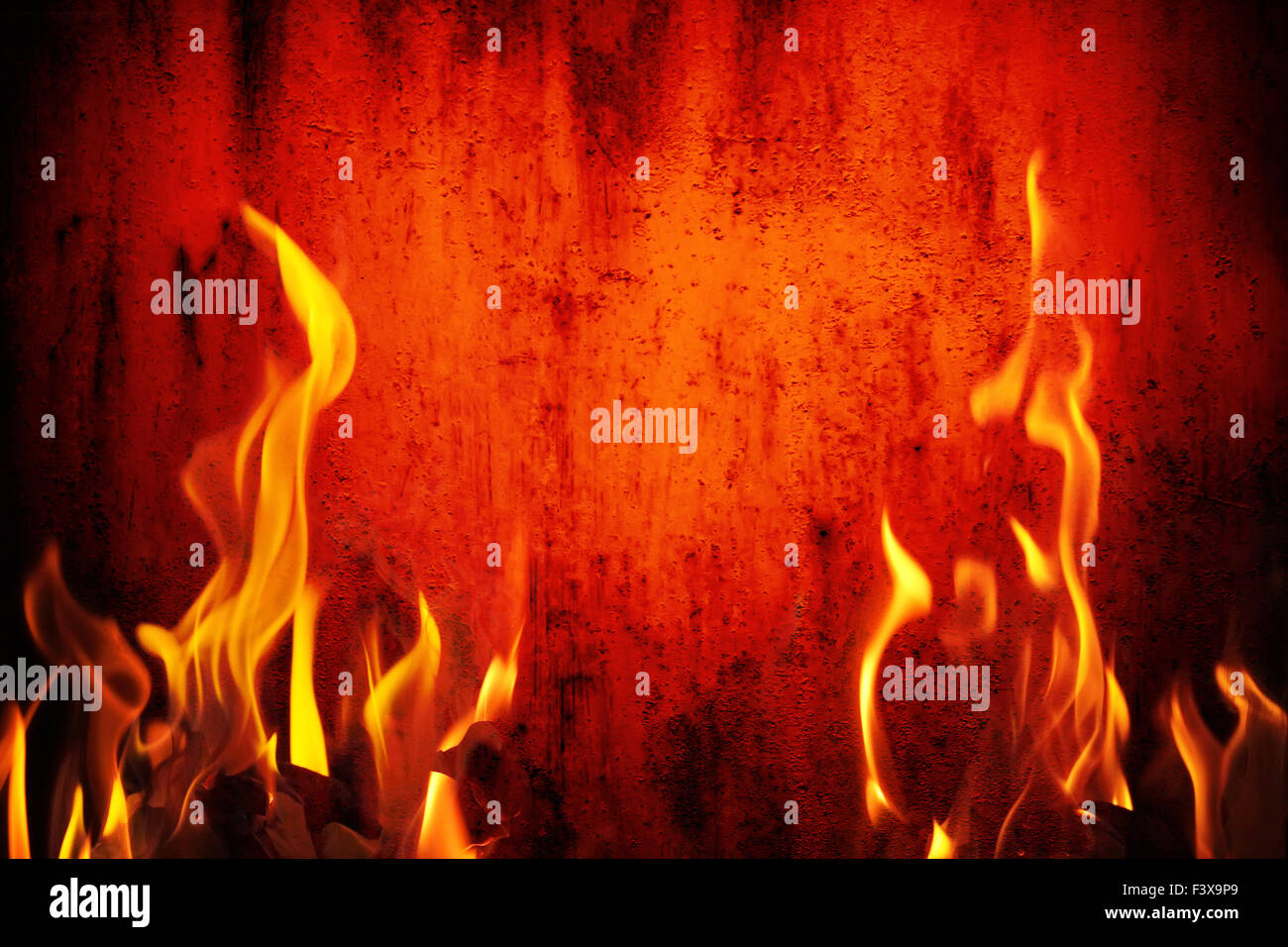 Grunge fire wall background Stock Photo