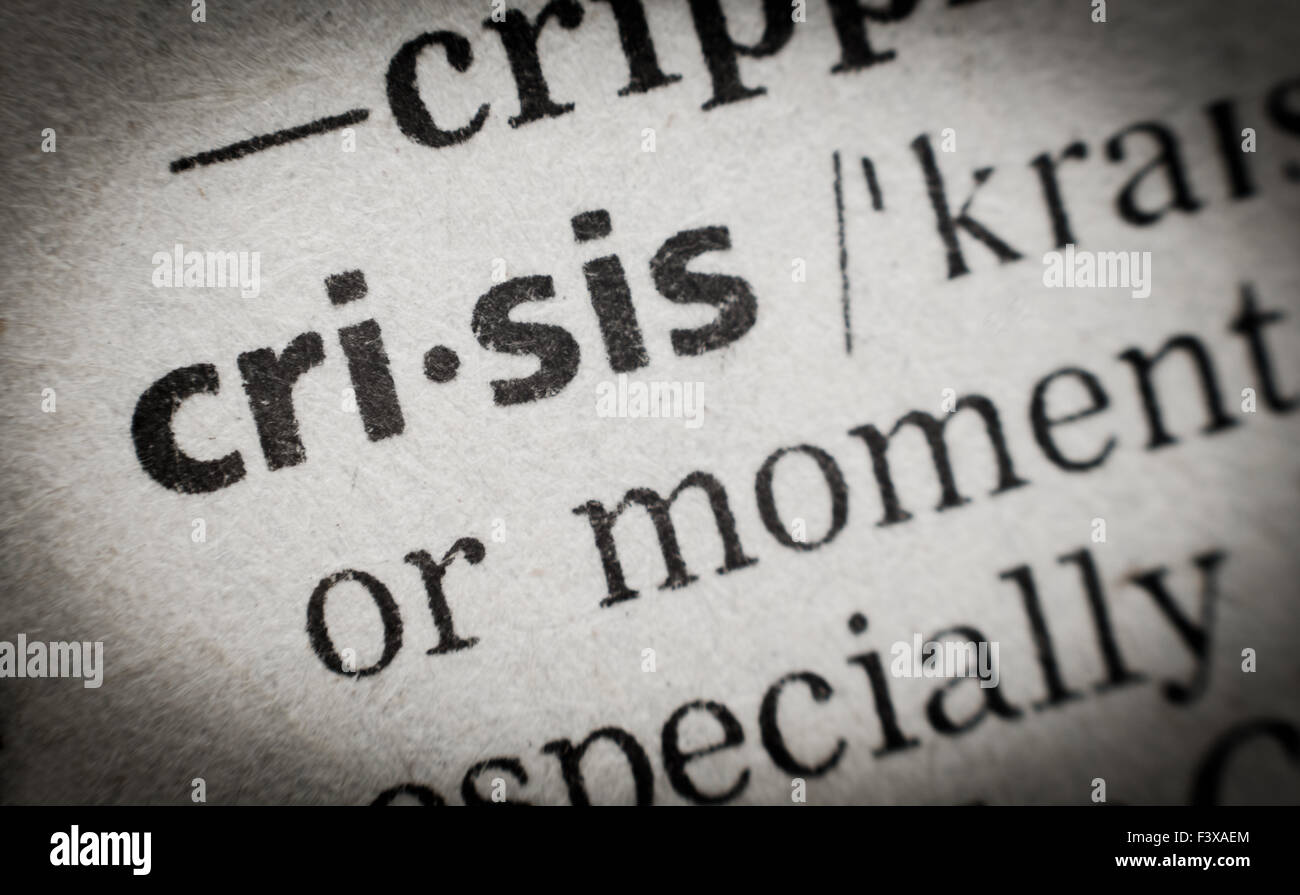 word crisis, glossary, macro Stock Photo