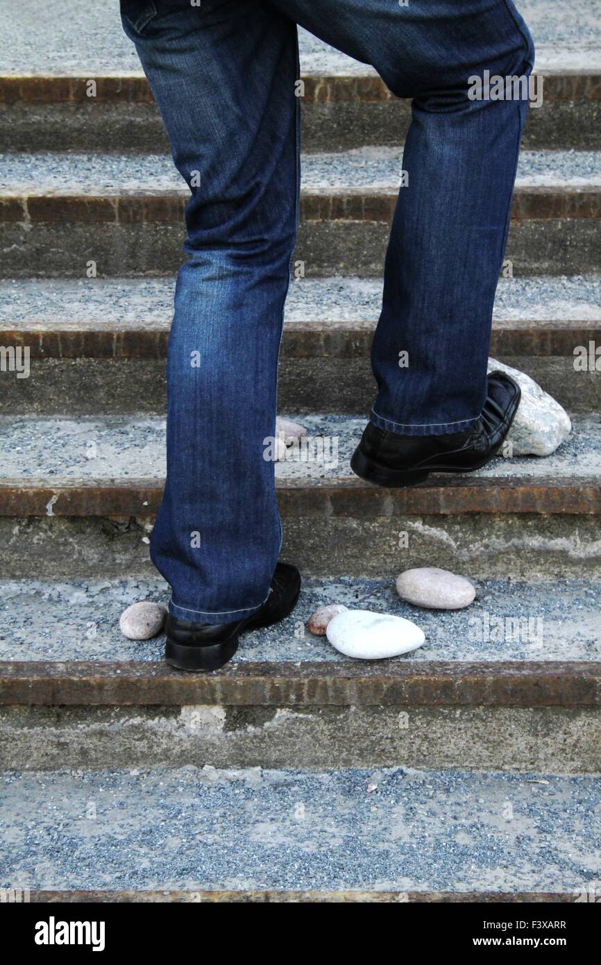 rocky way to the top - symbolic Stock Photo