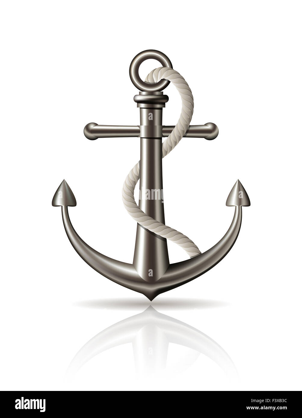 Anchor with rope on white background Stock Photo - Alamy