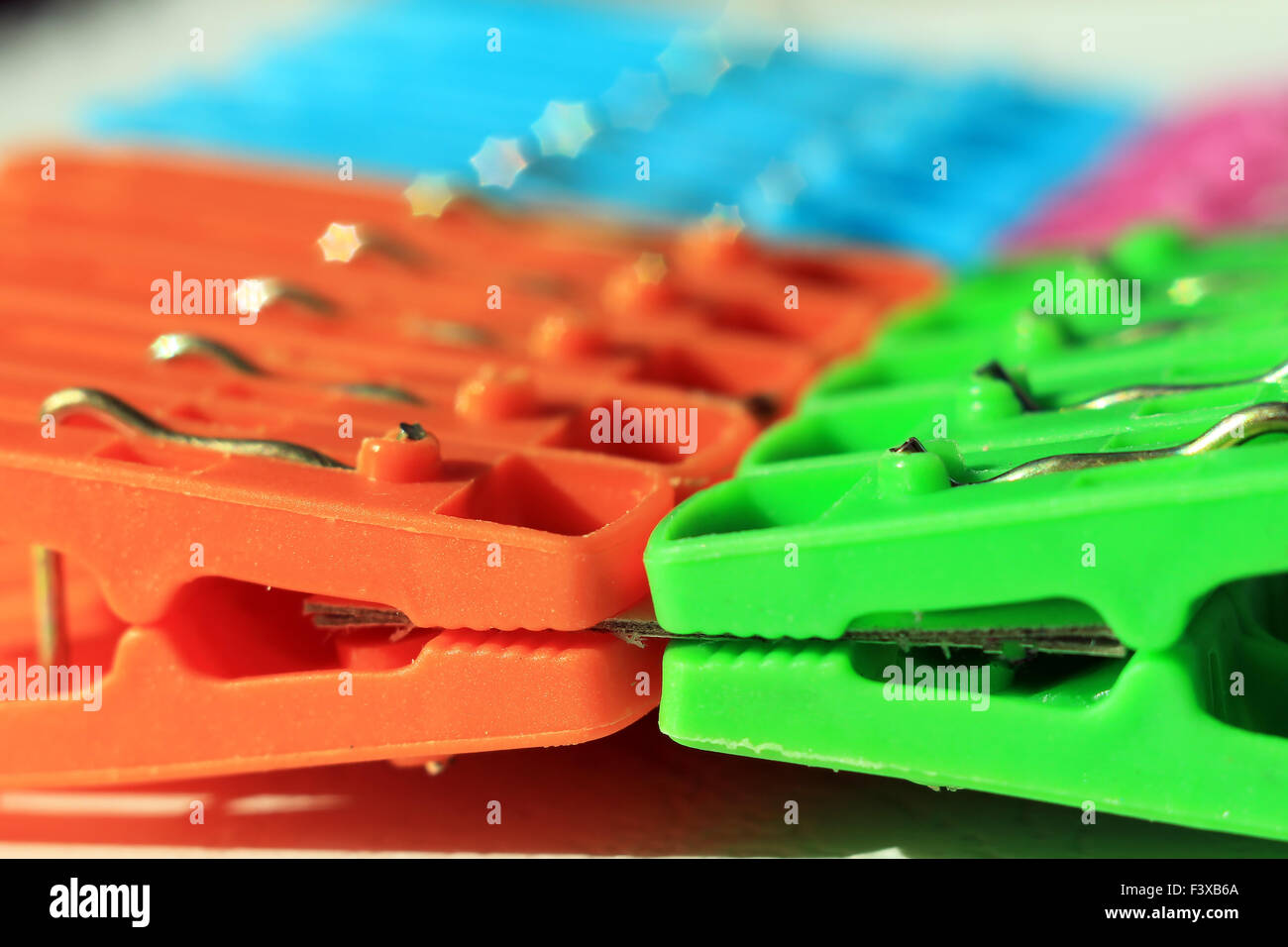 A set of Colored plastic clothes peg Stock Photo Alamy