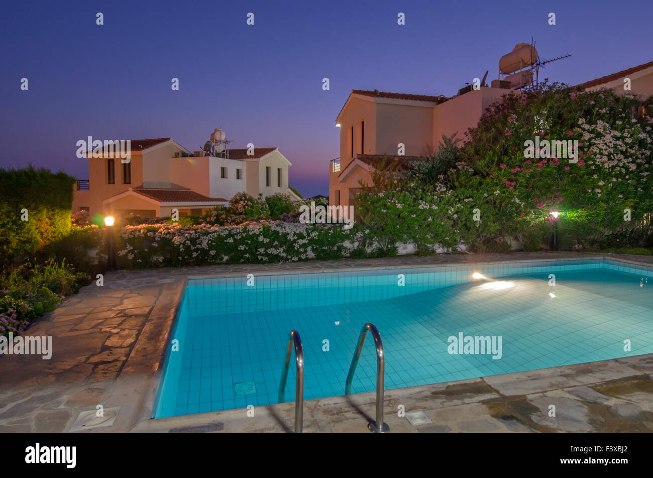 Holiday villas with pool Stock Photo