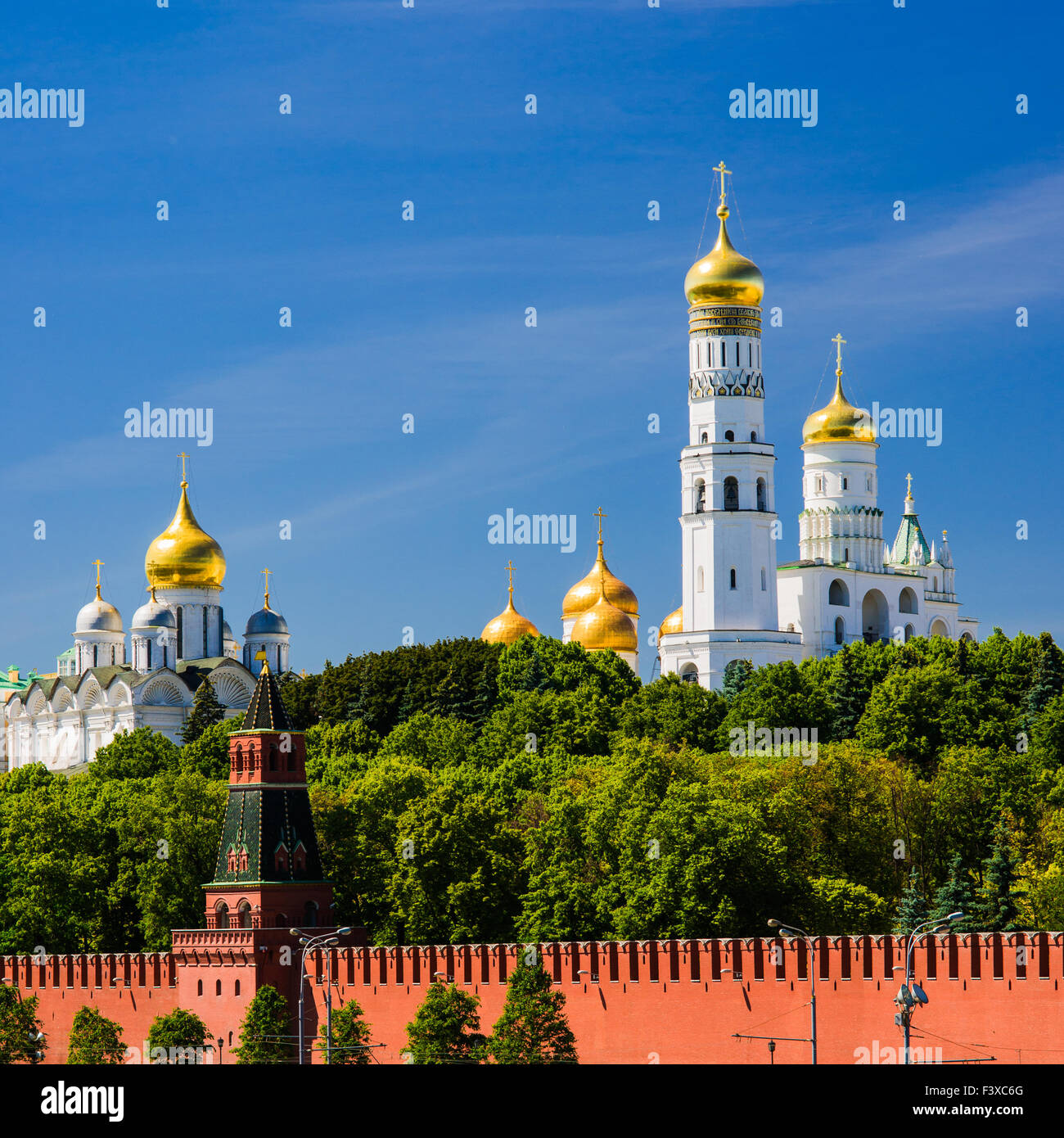 Golden Domes of Moscow Kremlin Stock Photo