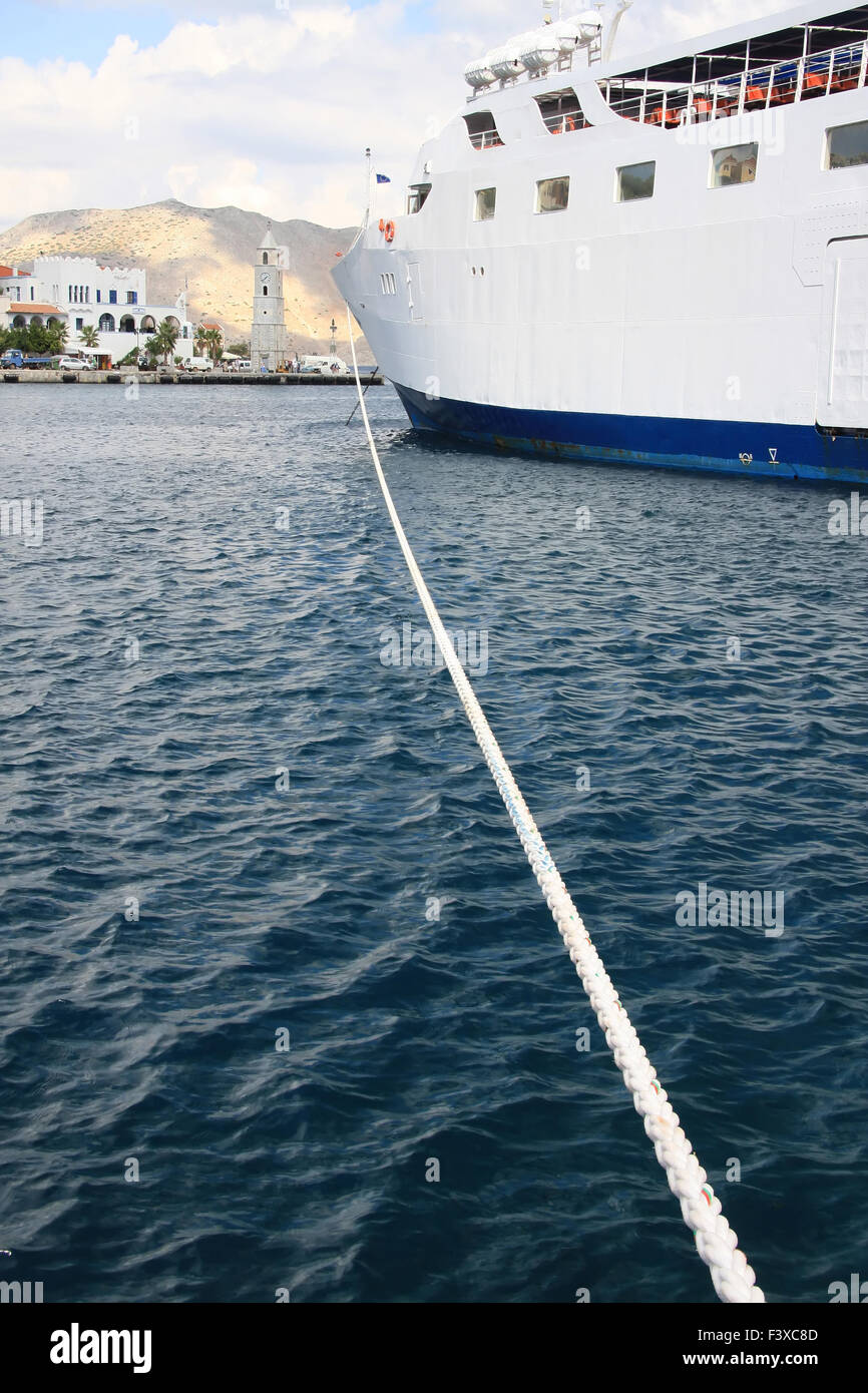ship at a mooring in the Mediterranean sea Stock Photo - Alamy