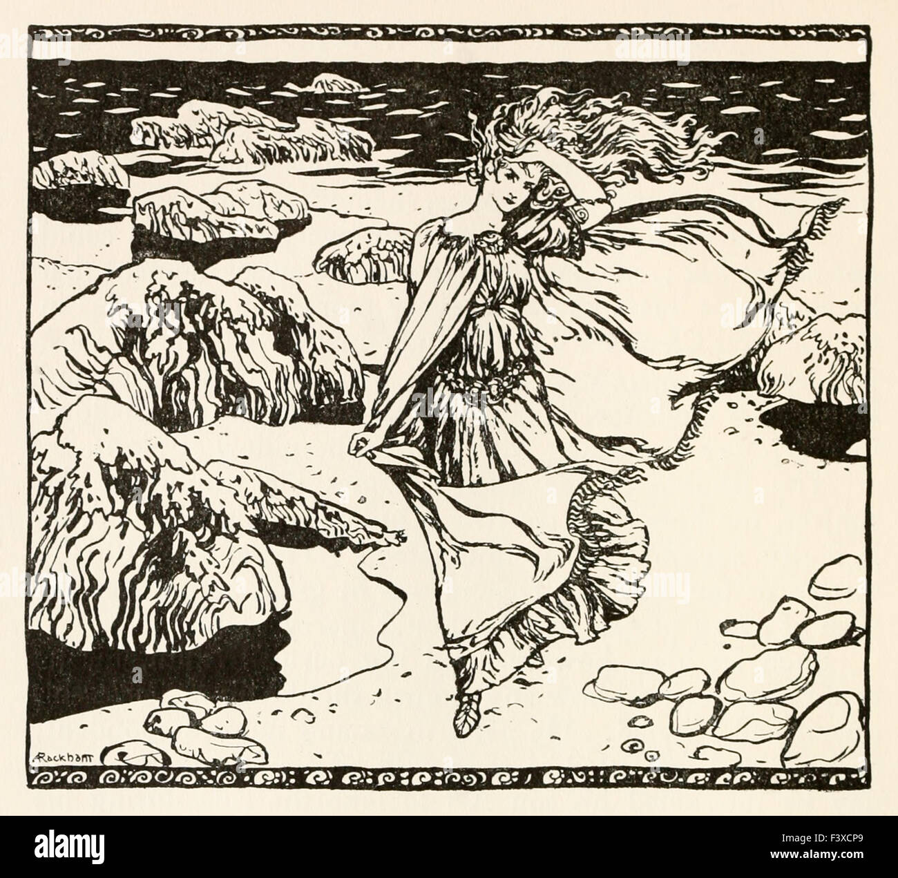 Becuma from 'Becuma of the White Skin' in 'Irish Fairy Tales', illustration by Arthur Rackham (1867-1939). See description for more information. Stock Photo