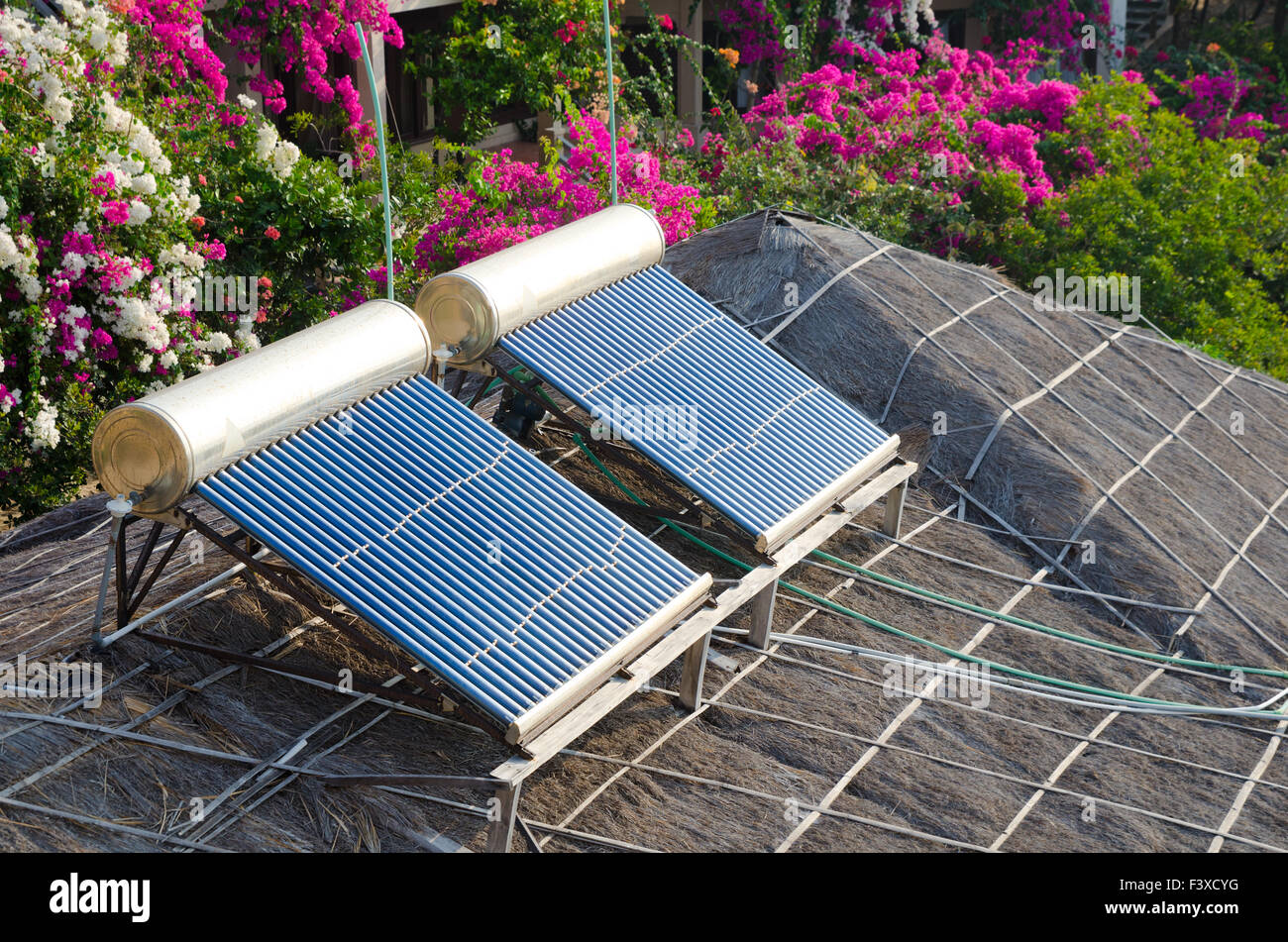 solar water heating Stock Photo