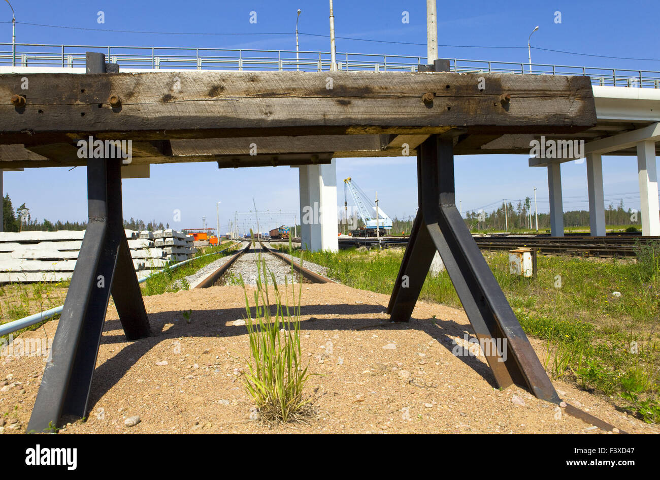 Construction of railroad tracks Stock Photo Alamy