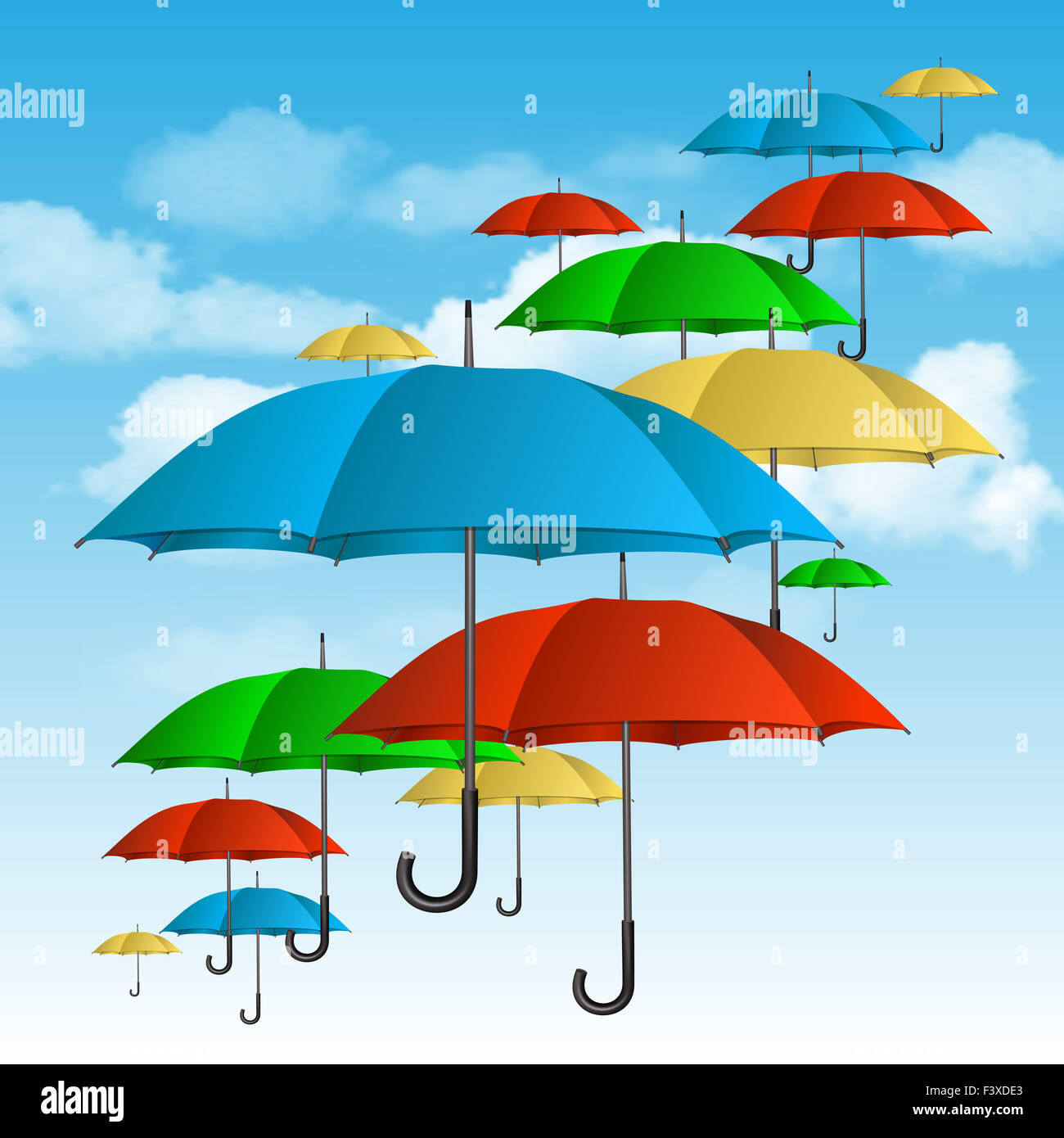 Vector colorful umbrellas flying high Stock Photo - Alamy