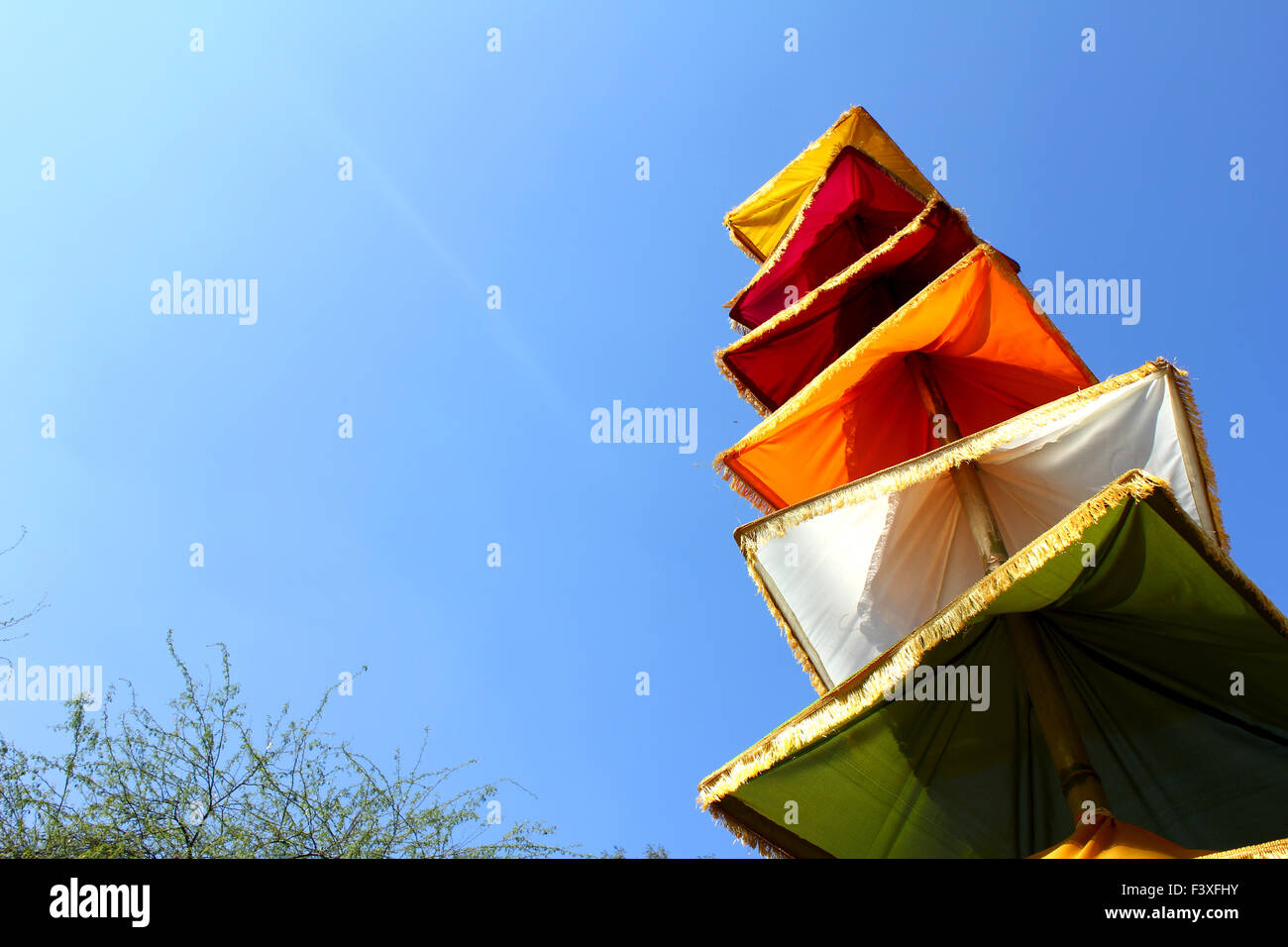 indian nationa tricolors cloths on stick Stock Photo