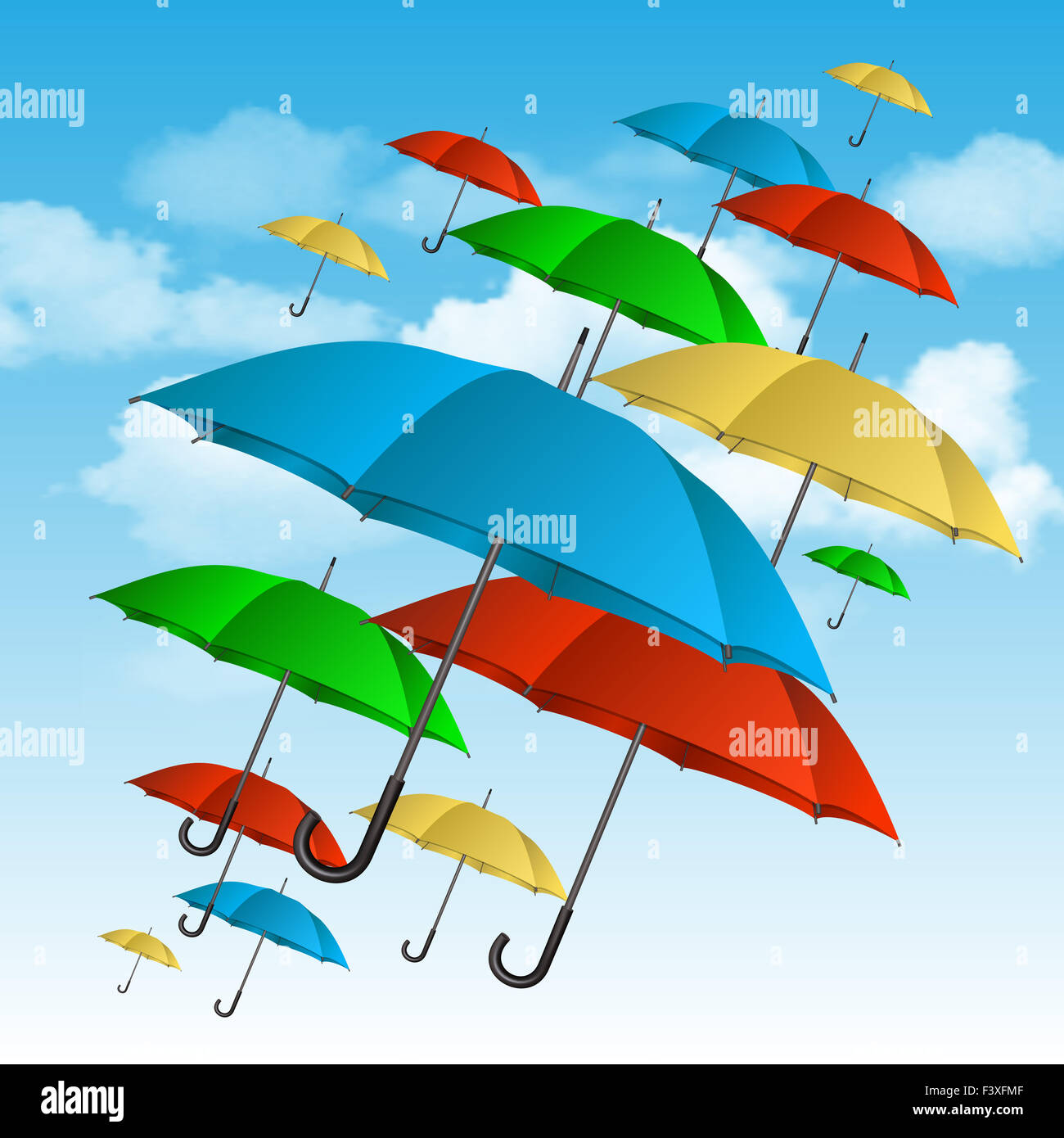 Vector colorful umbrellas flying high Stock Photo - Alamy
