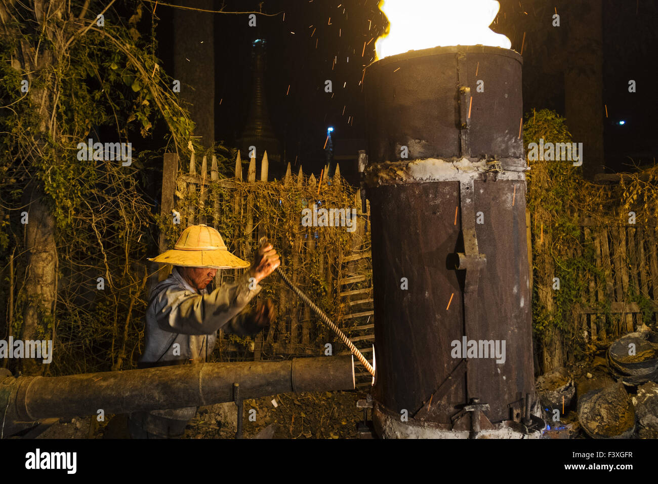 Metal Casting, Nyaung Shwe, Myanmar Stock Photo