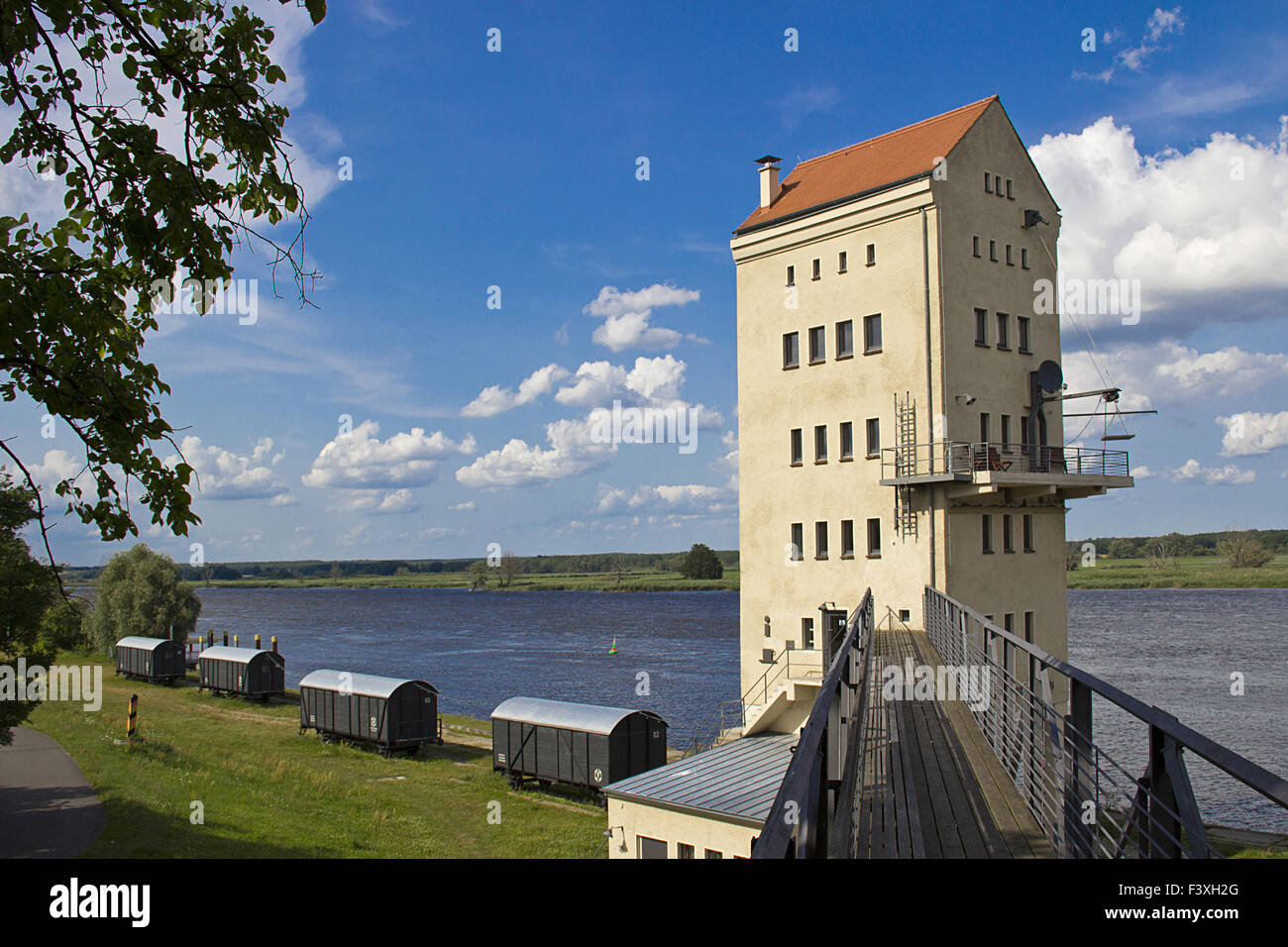 port by river oder, germany Stock Photo