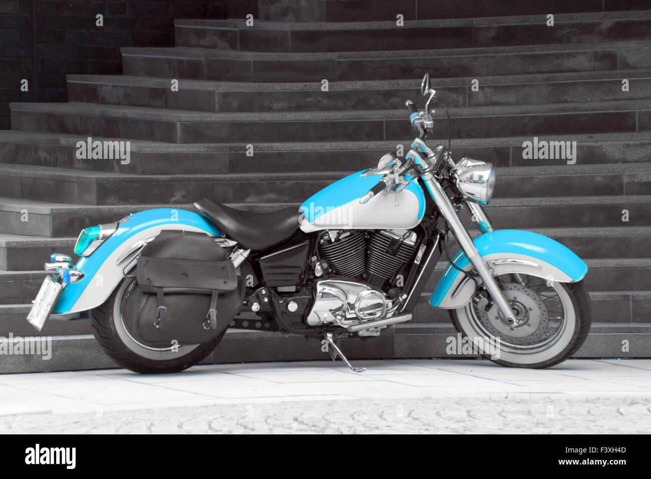 Motorbike in turquoise II. Stock Photo
