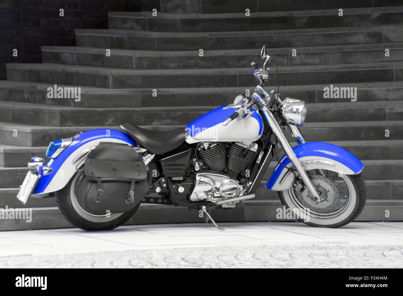 Motorbike in blue II. Stock Photo