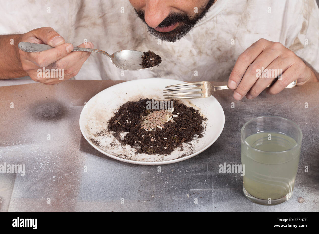 concept of bad food of a person without economic resources Stock Photo